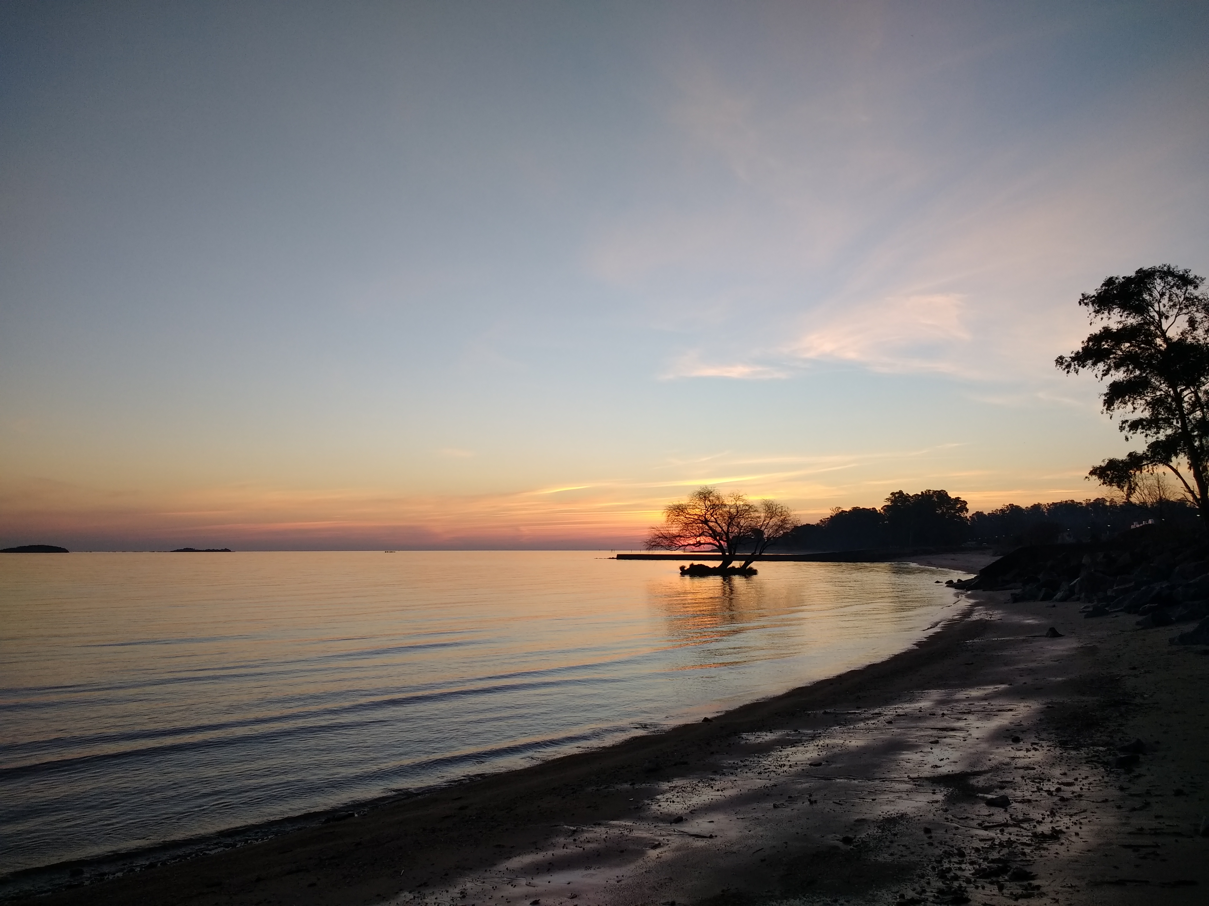 Sunset on the beach in Colonia del Sacramento, Uruguay.