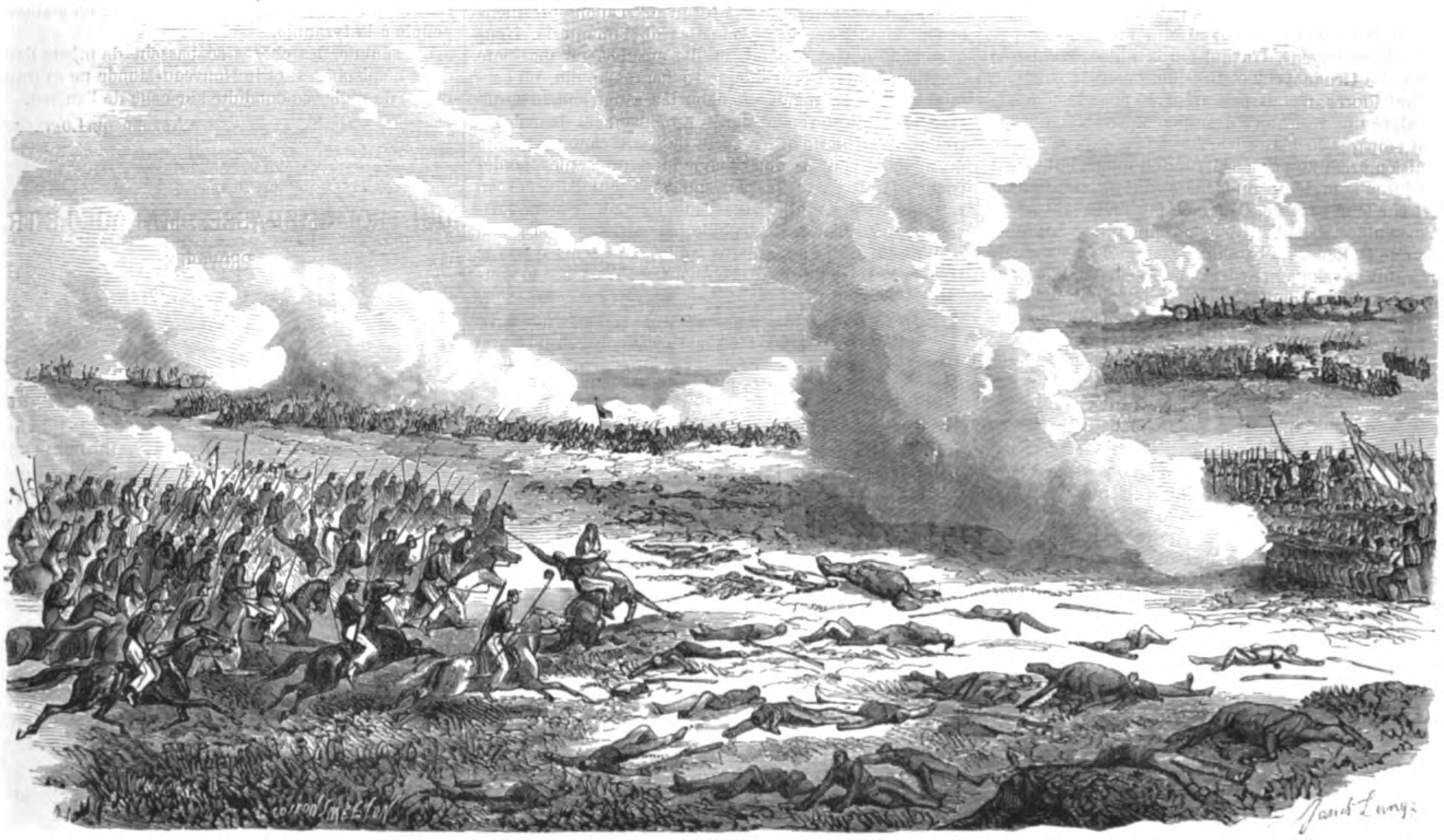 Guerre du Paraguay: Bataille de l'Estero-Bellaco, 2 mai 1866 (d'aprés un croquis de notre correspondant spécial).