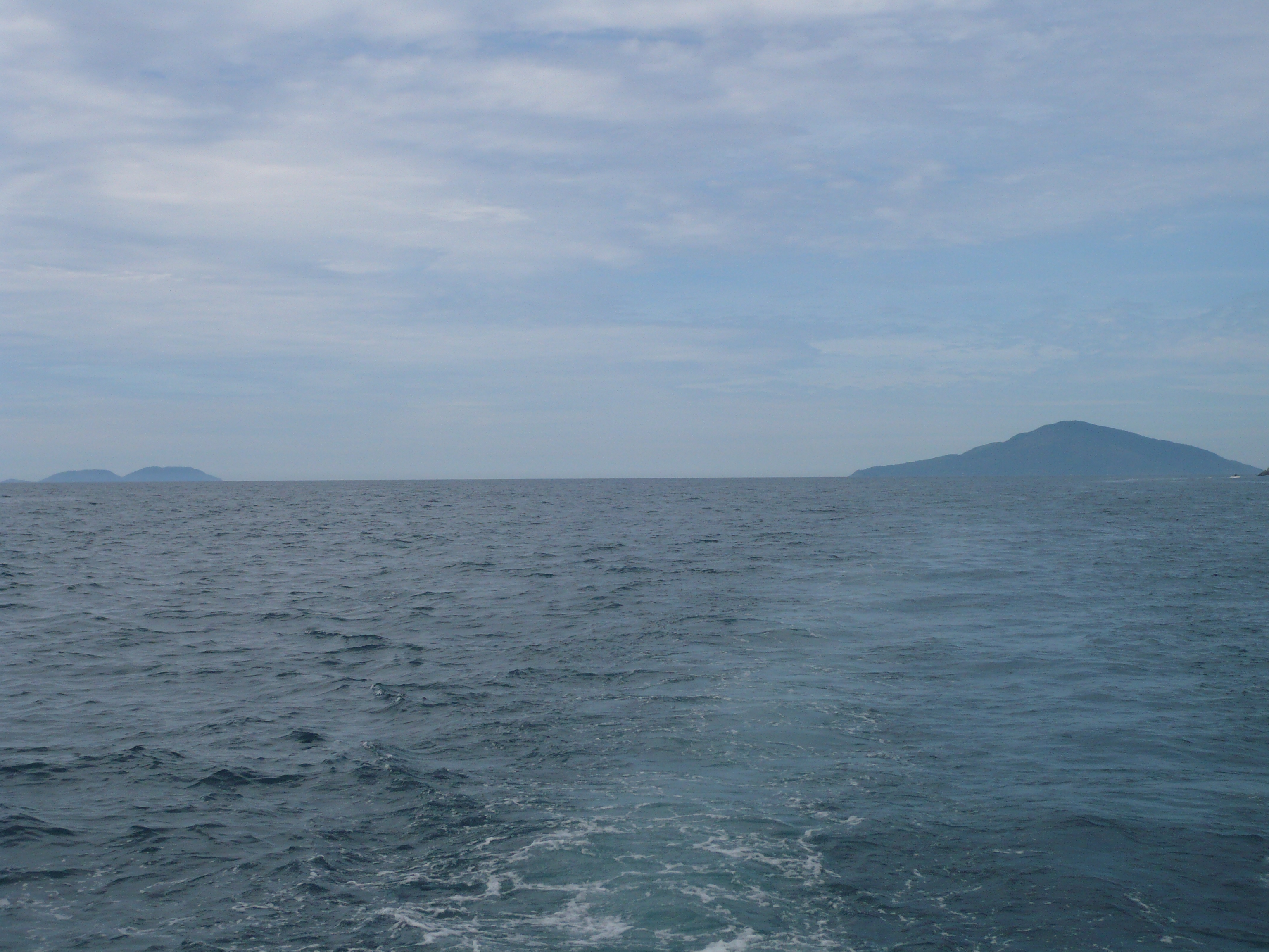 Búzios (right) and Vitória (left) Islands off the coast of Ilhabela, Sâo Paulo, Brazil, seen from the South.
