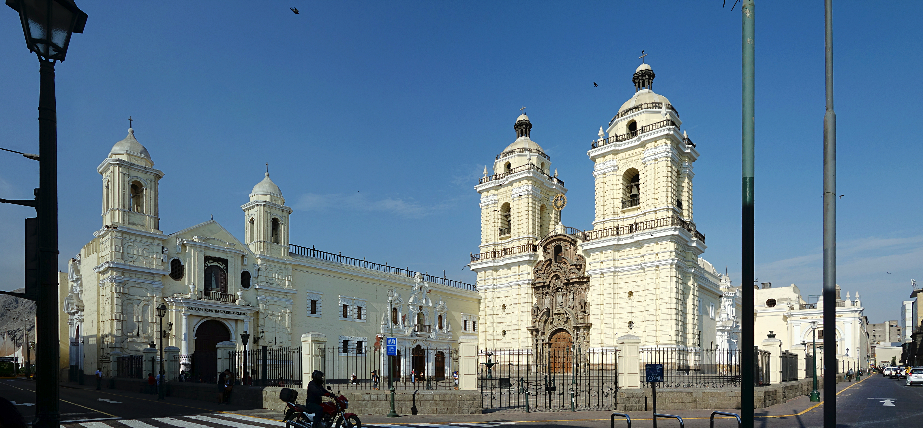 Panoramic view of Basilica and Convent of San Francisco in Lima, Peru.