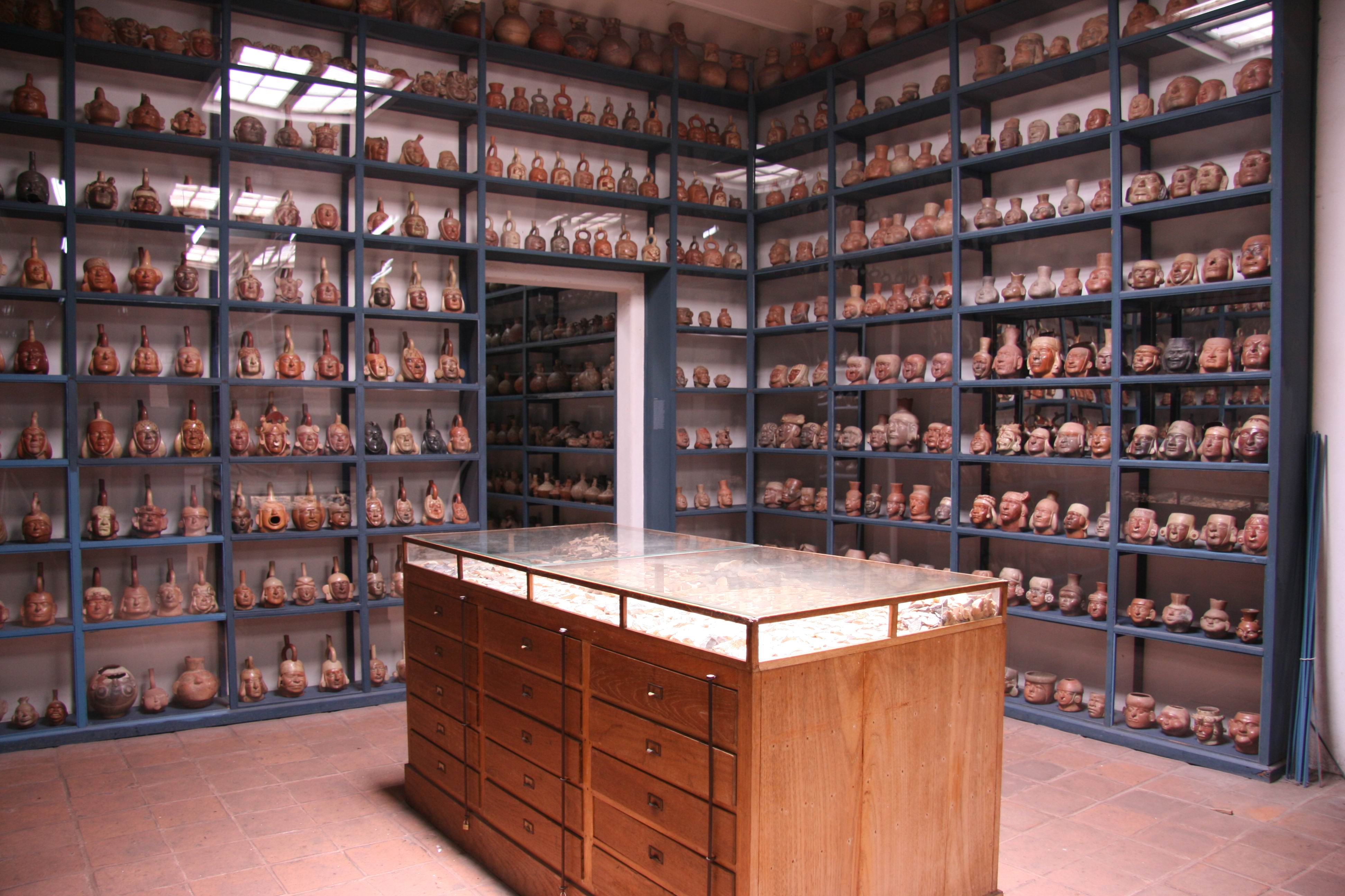 This is an image of the Storage Gallery of the Larco Museum taken by me, Lyndsay Ruell in November of 2006. It is to be used on the Larco Museum page.