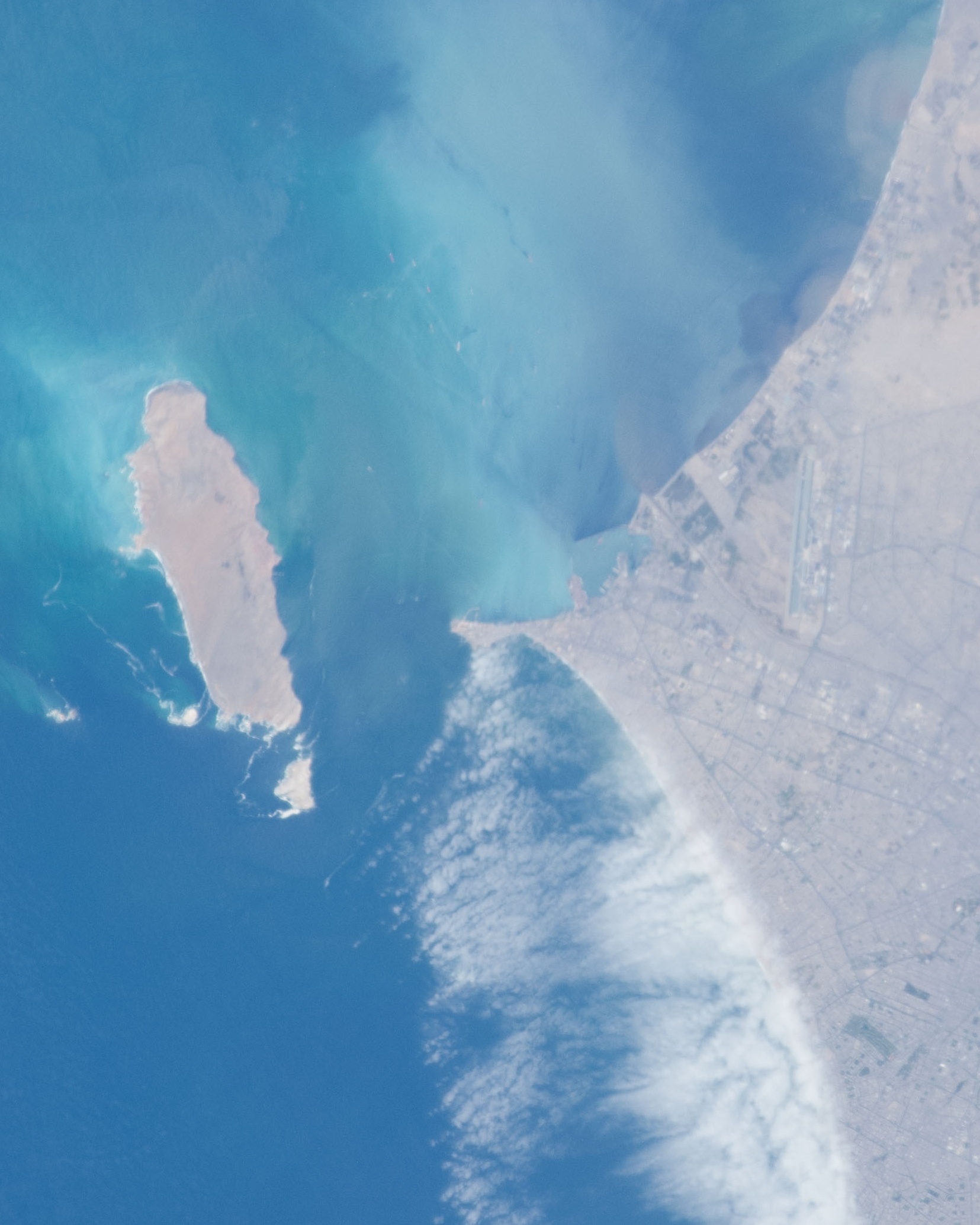 Lima Metropolitan Area and San Lorenzo Island as seen from the International Space Station.