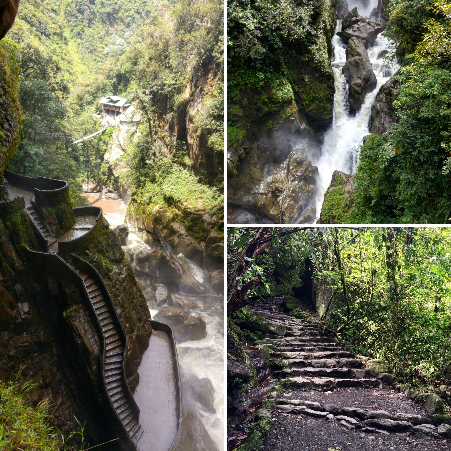 Colage de fotos del pailon del diablo ecuador