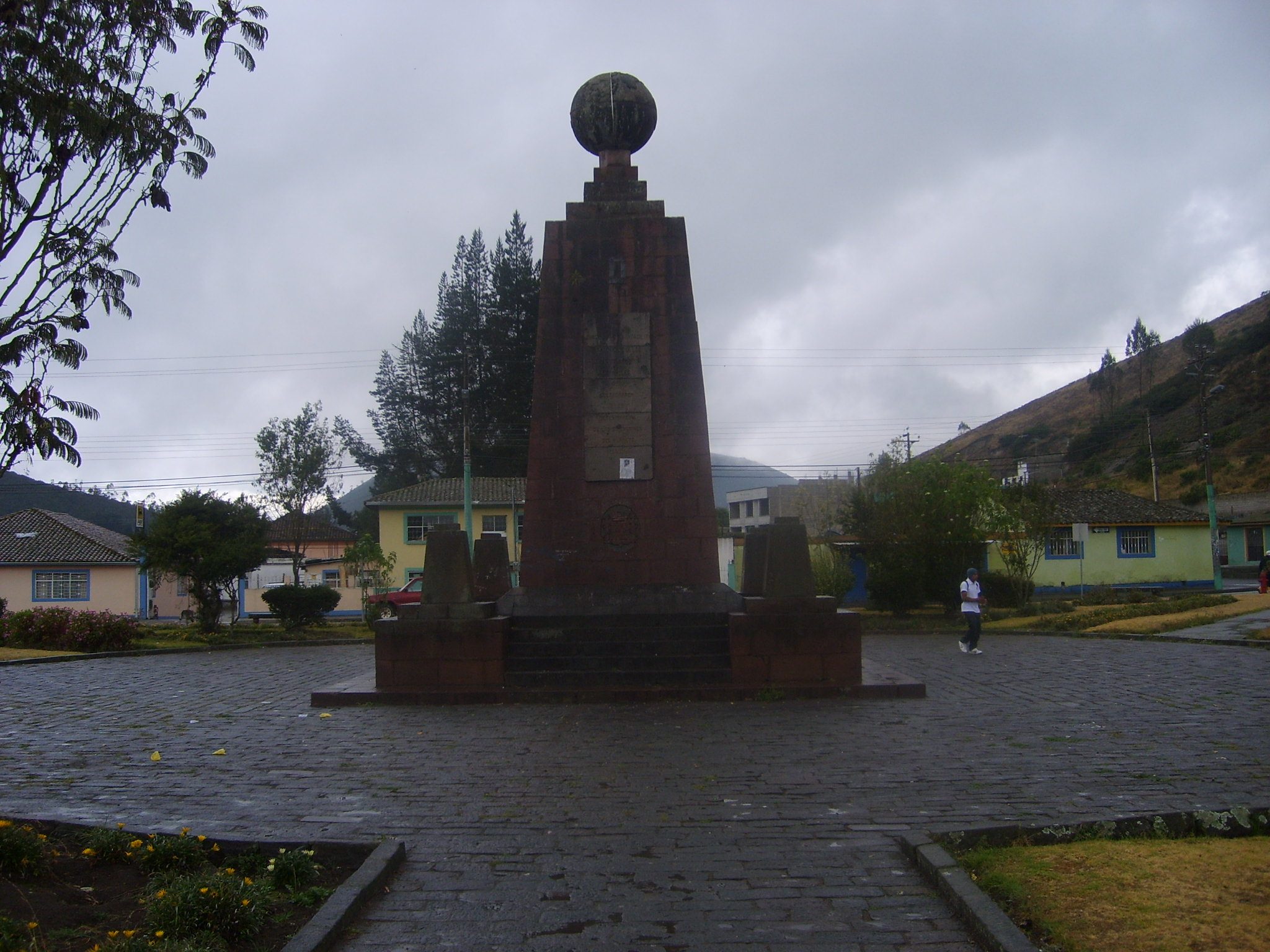 An old monument to the demarcation of equator, located at the main square of Calacali in Central Ecuador, about 15 km west of the touristic village of "Mitad del Mundo"