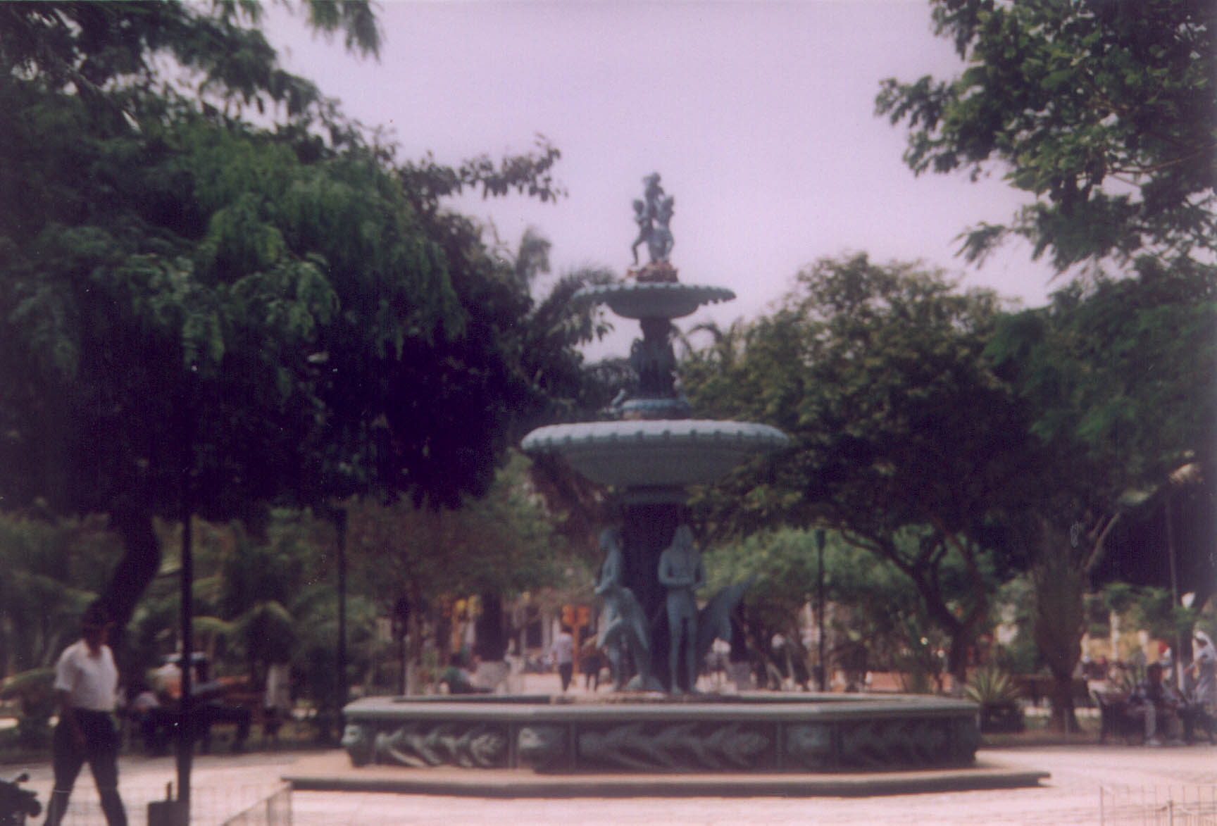 Trinidad, Beni, Bolivia.  Fountain in the plaza.