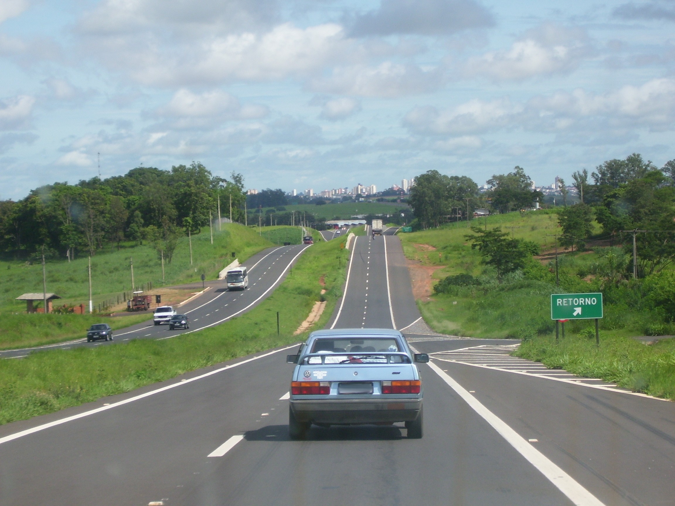Rodovia Raposo Tavares (officialy SP-270), a highway in the Brazilian state of São Paulo. This section is located on the outskirts of Presidente Prudente (viewed on the upper side of the picture).