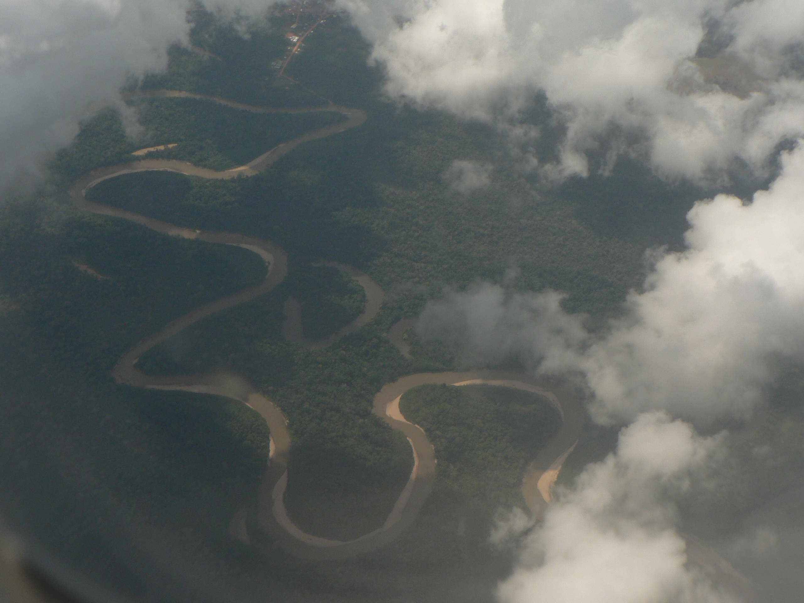 Río Tahuamanu near Filadelfia, Pando, Bolivia. In the background there is a part of Filadelfia.