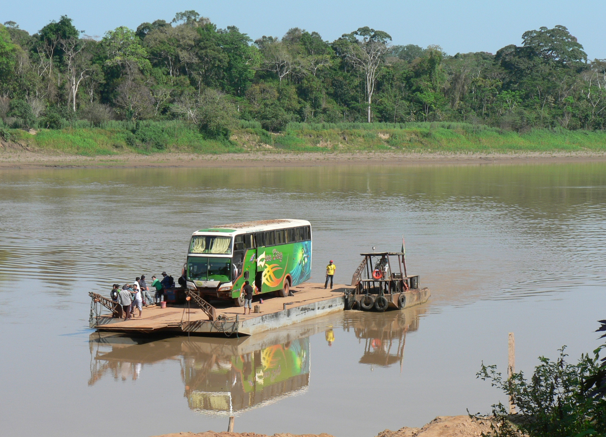 Ferryboat on the río Beni between Pando and Beni in Bolivia on ruta 13.