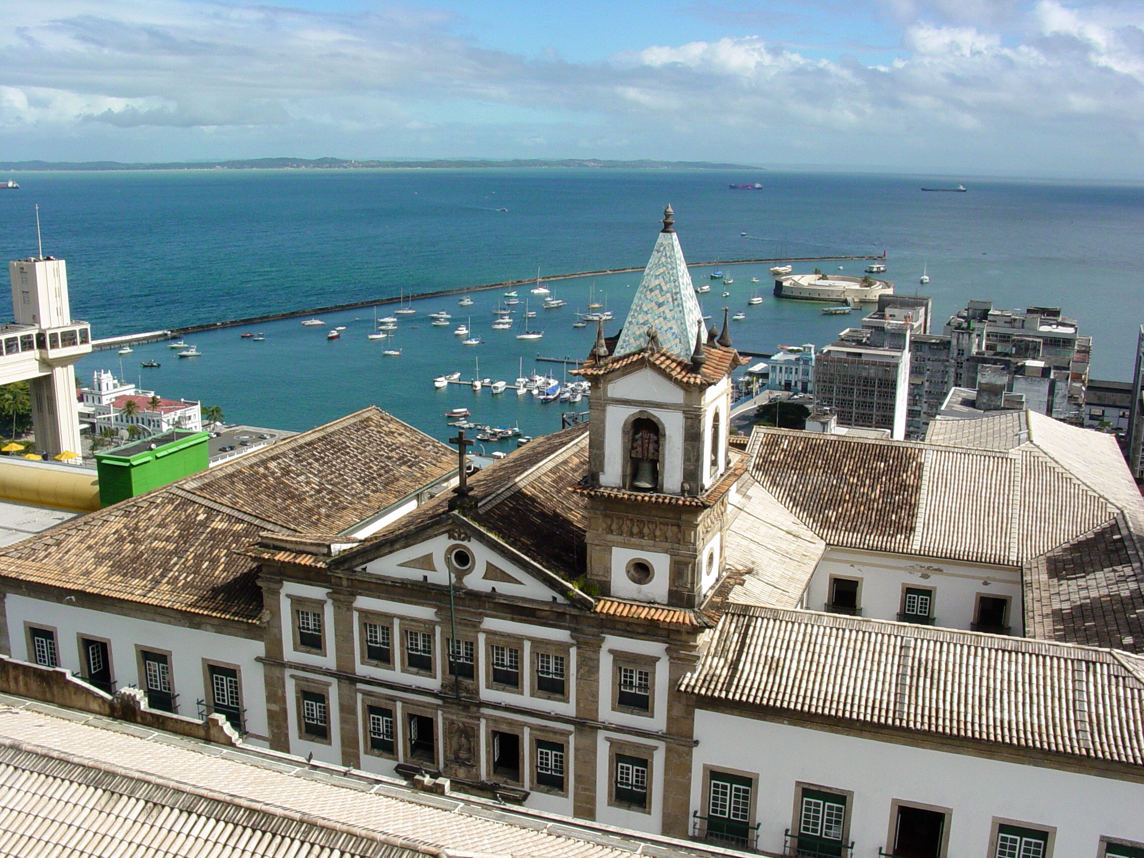 View over harbor area and Old Customs House in Salvador, Bahia state, Brazil. July 2006.