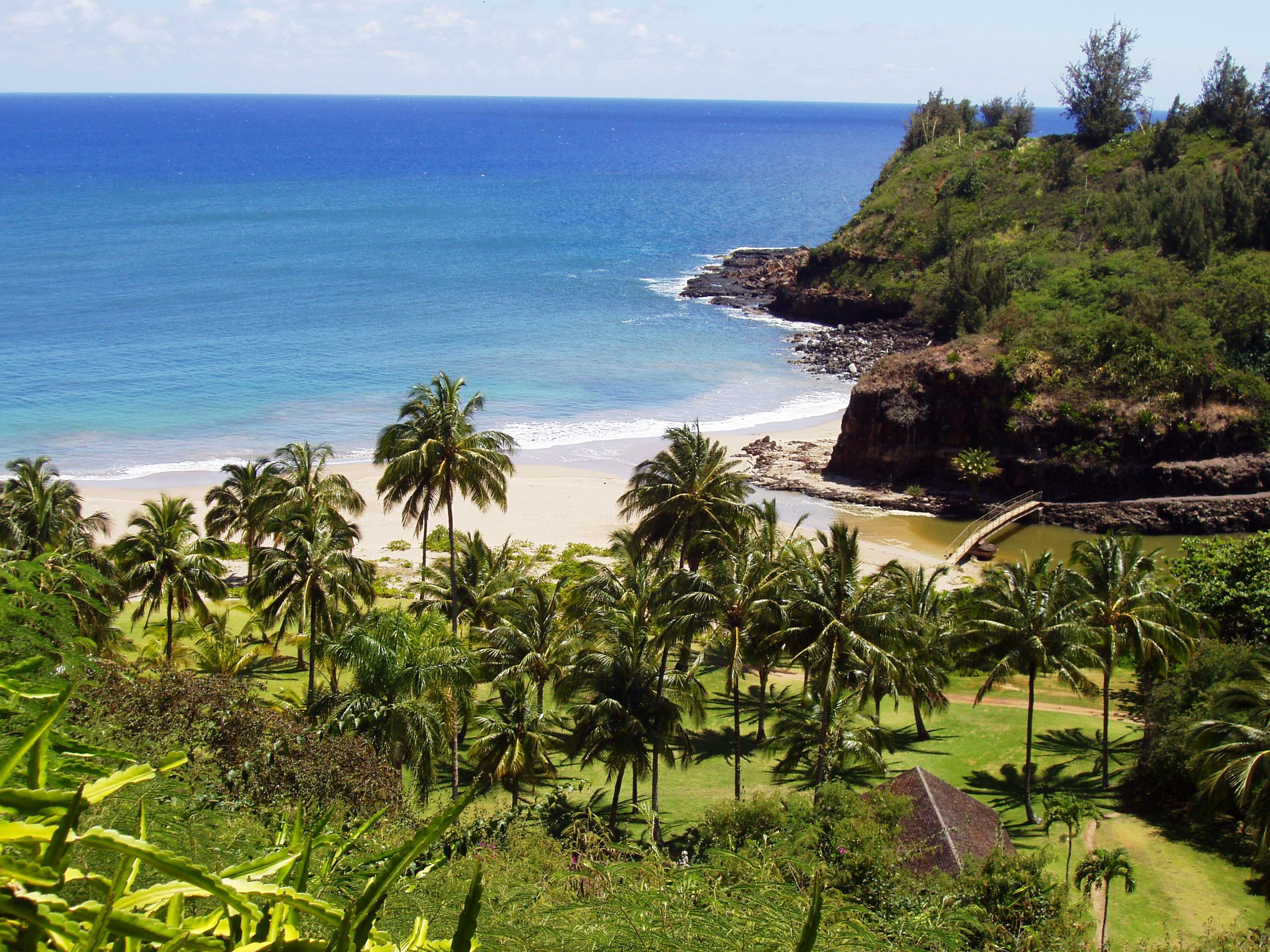 Allerton Garden, Kauai, Hawaii - view down into valley.