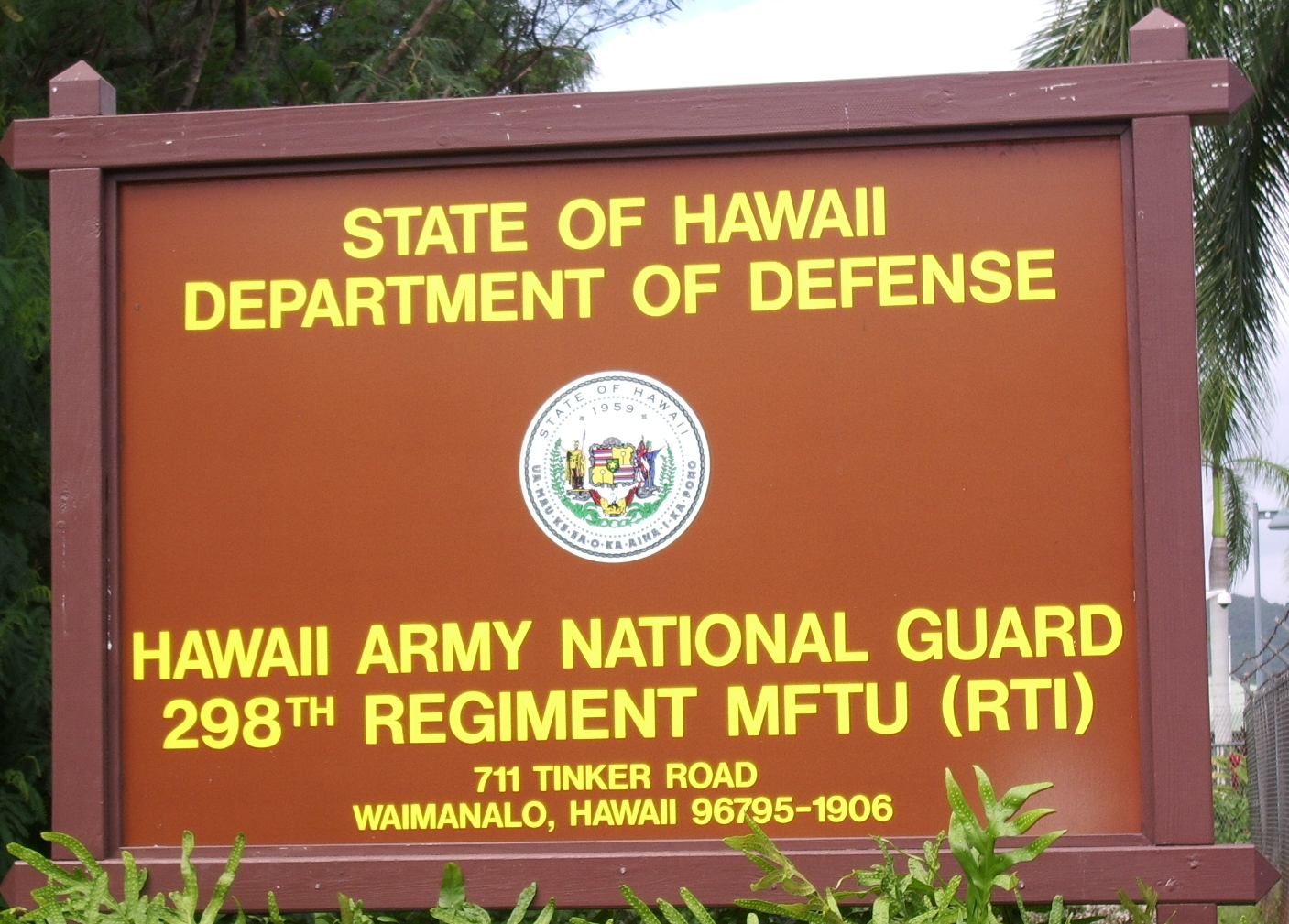 The Hawaii Army National Guard 298th Regiment, Regional Training Institute located on Bellows Air Force Station, Hawaii.