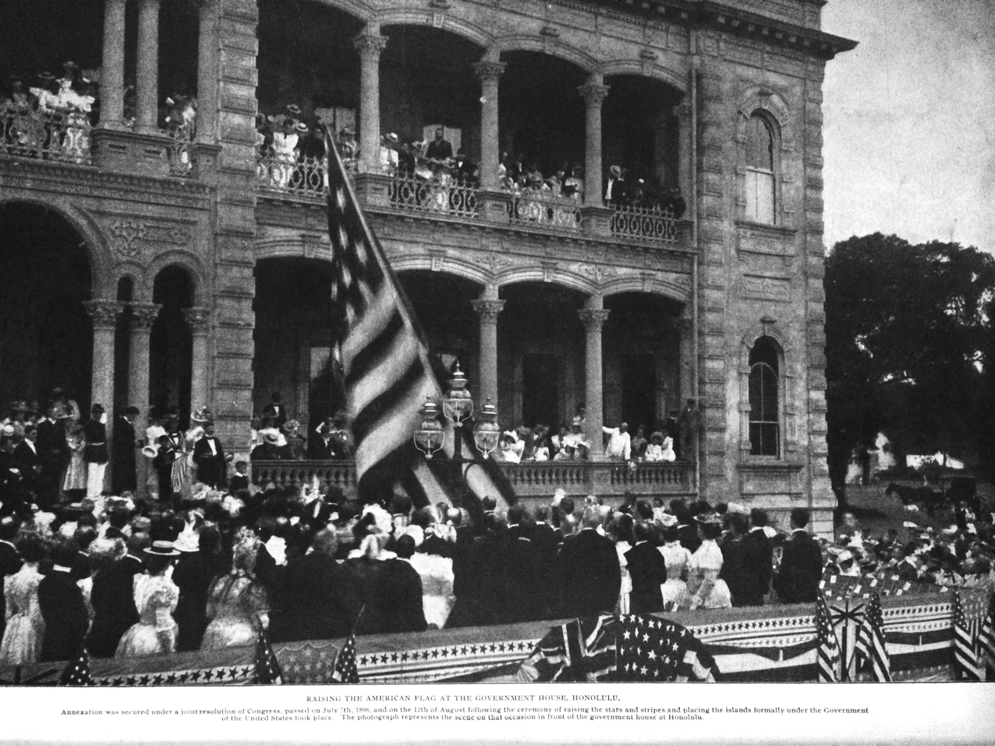 Raising the American Flag Over Iolani Palace