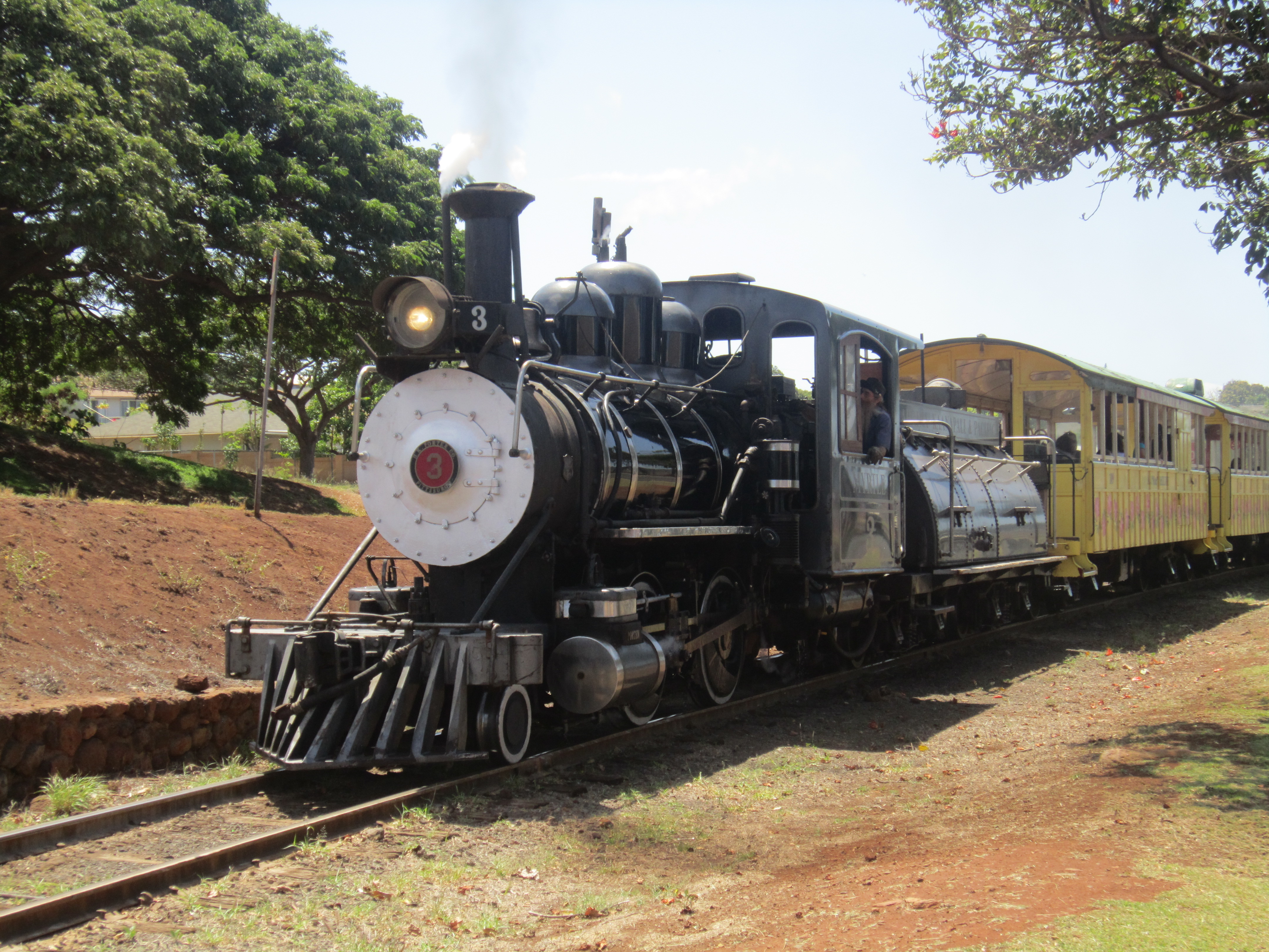 Locomotive #3 passing by the post office in Lahaina, HI.
