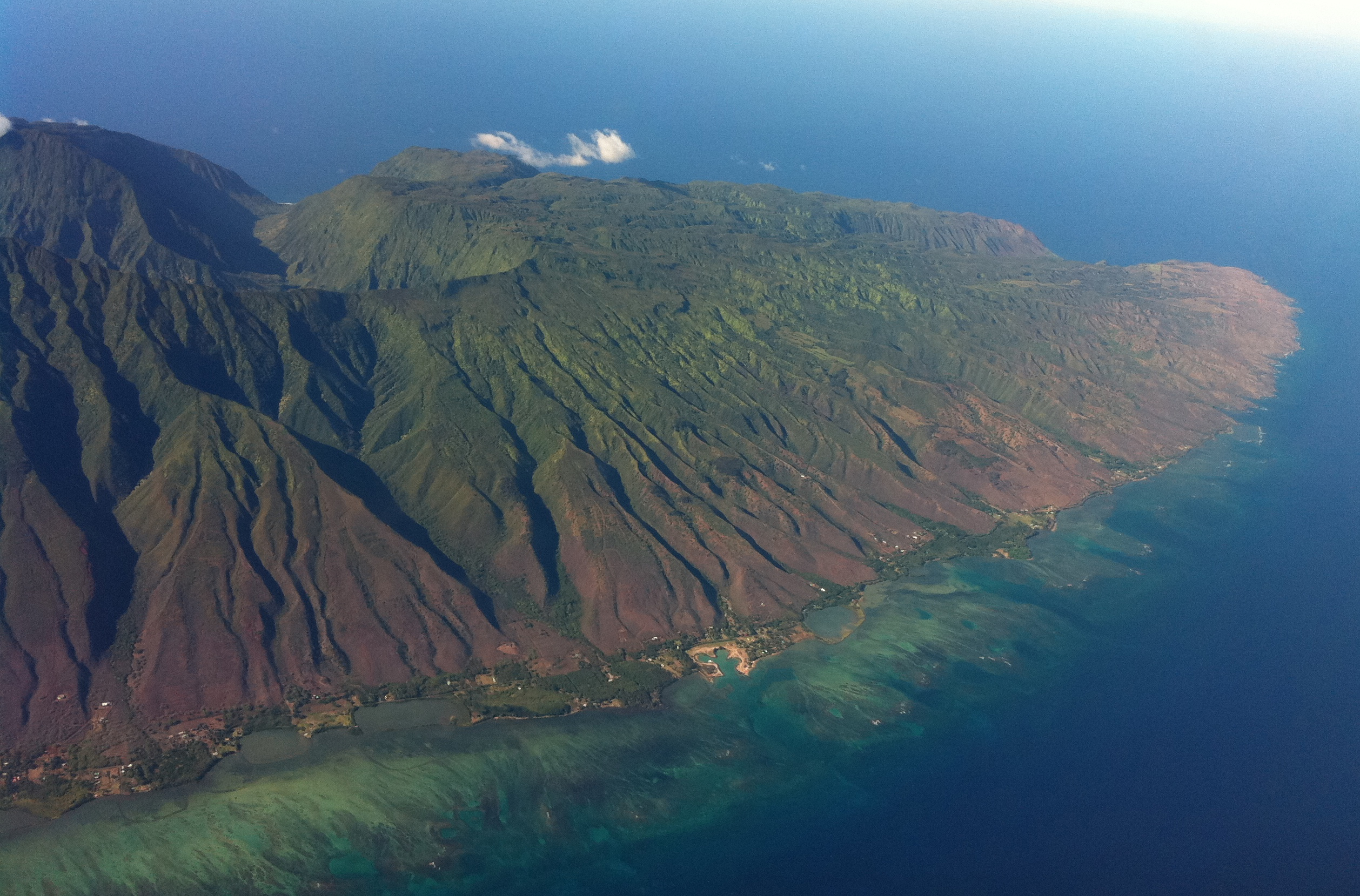Aerial view of the East side of Molokai, Hawaii