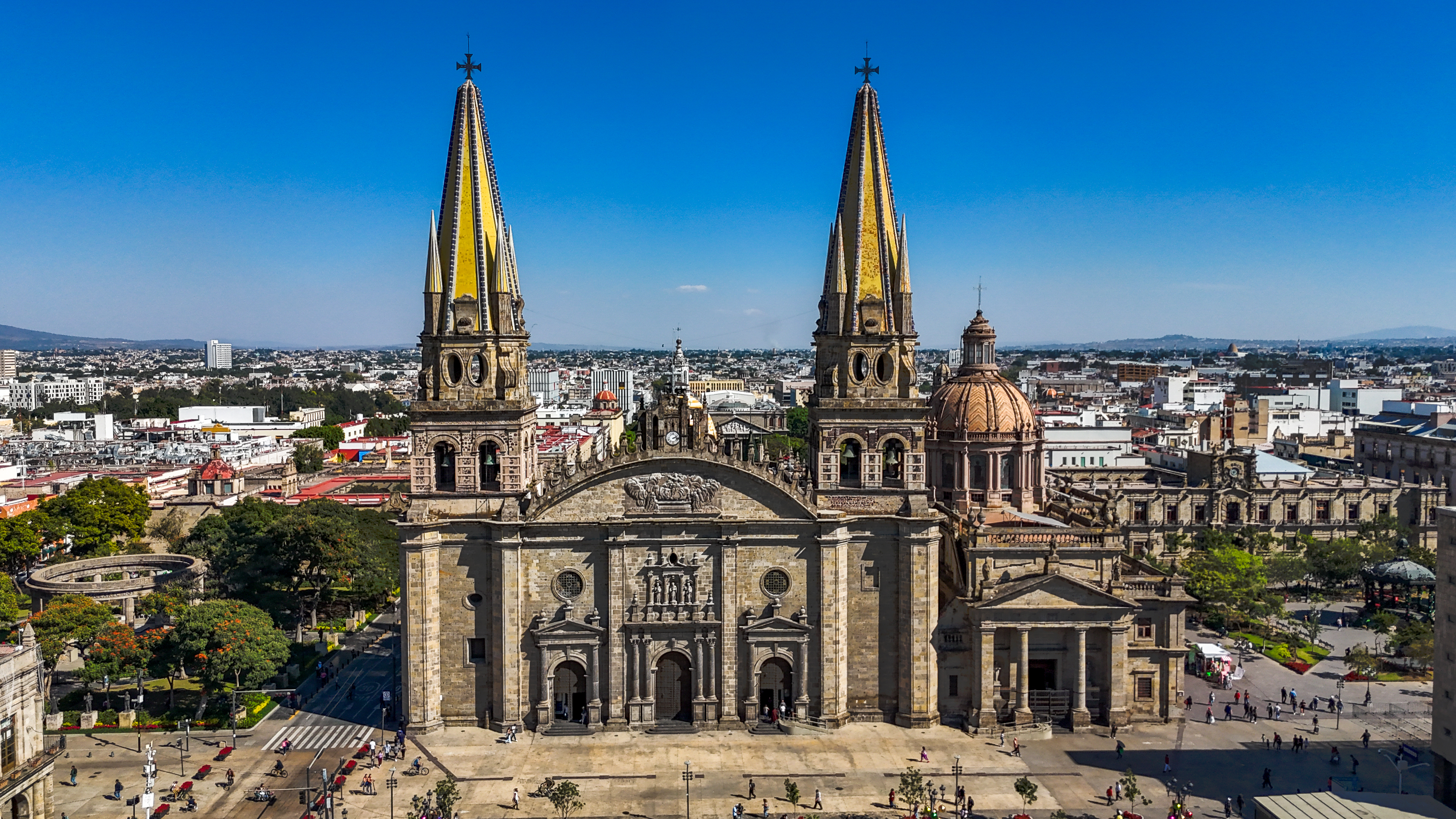Guadalajara Metropolitan Cathedral aerial photo taken with a drone, Guadalajara, Jalisco, Mexico.