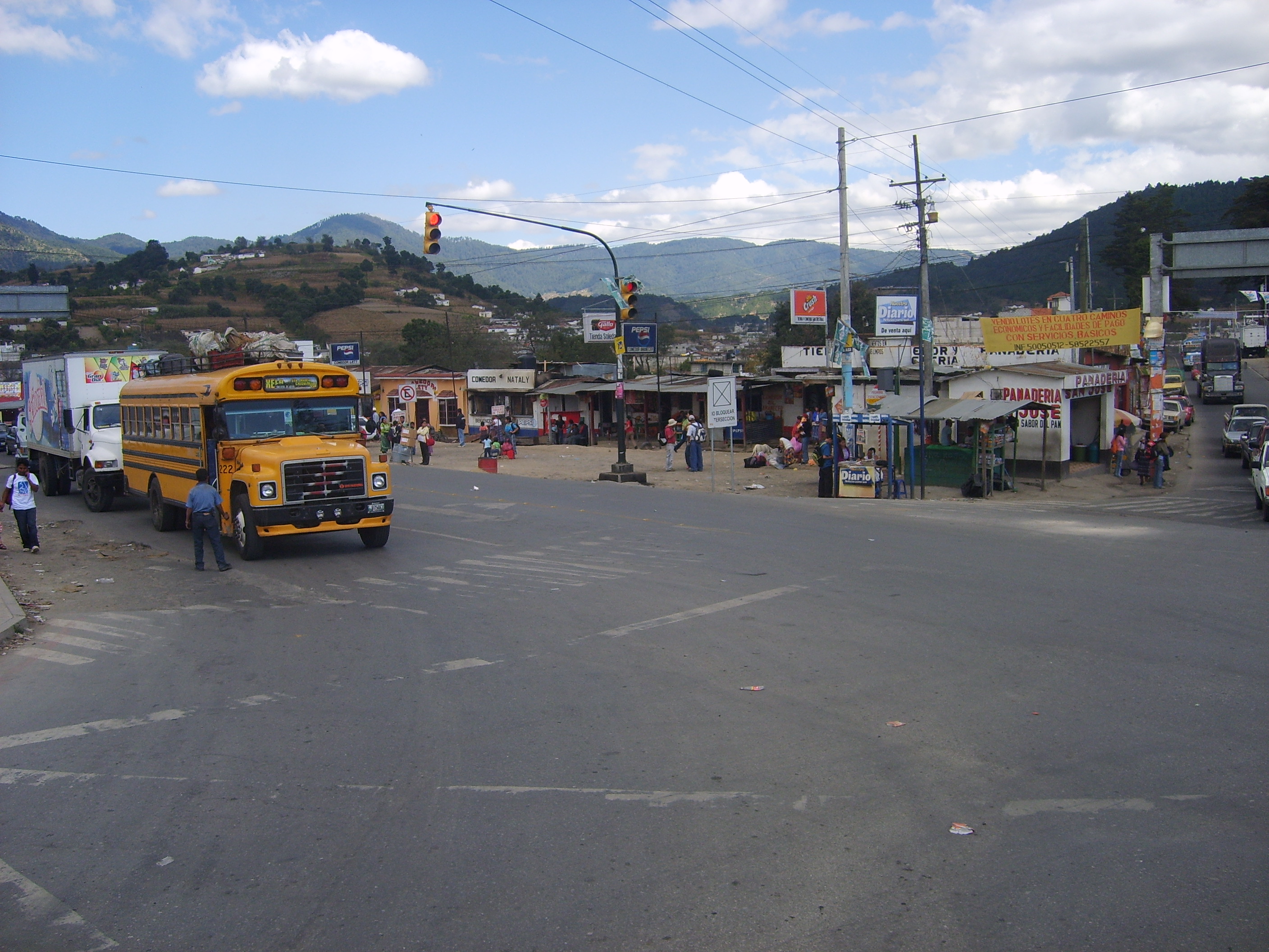 Cuatro Caminos, a major intersection on the Inter-American highway outside Quetzaltenango, Guatemala