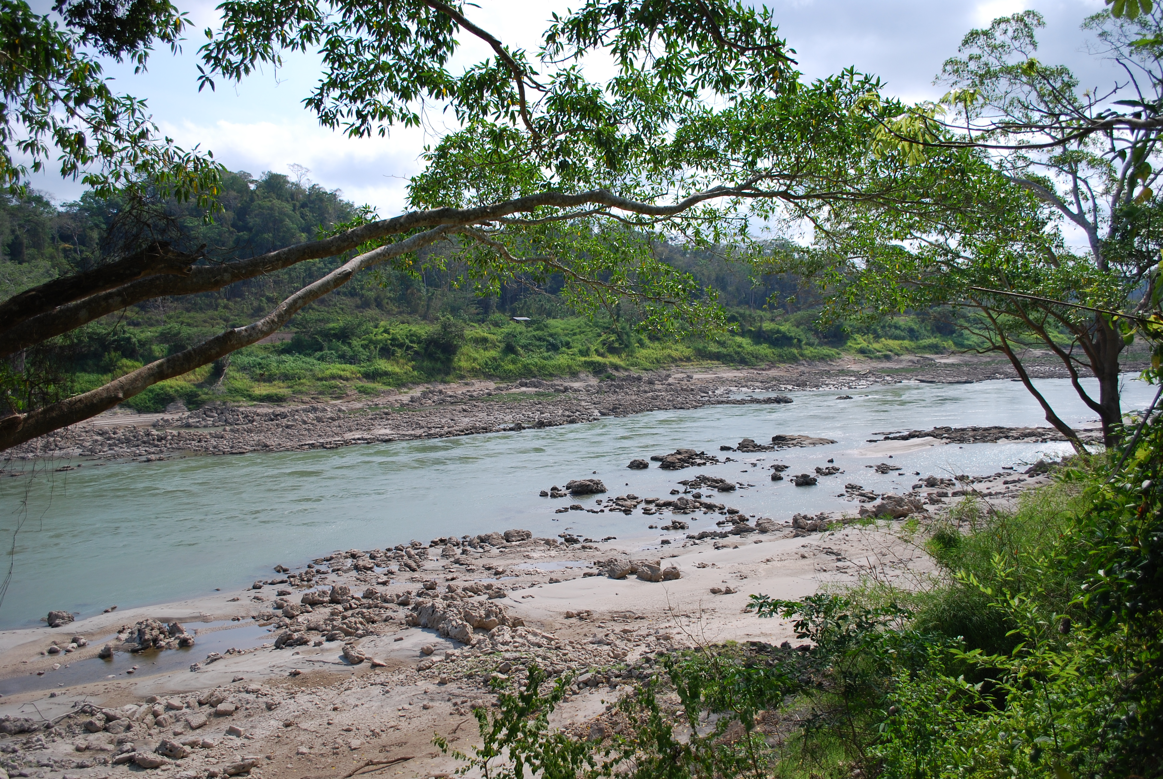 View of the Usumacinta River from Yaxchilan, Chiapas, Mexico. ON the other side is Guatemala