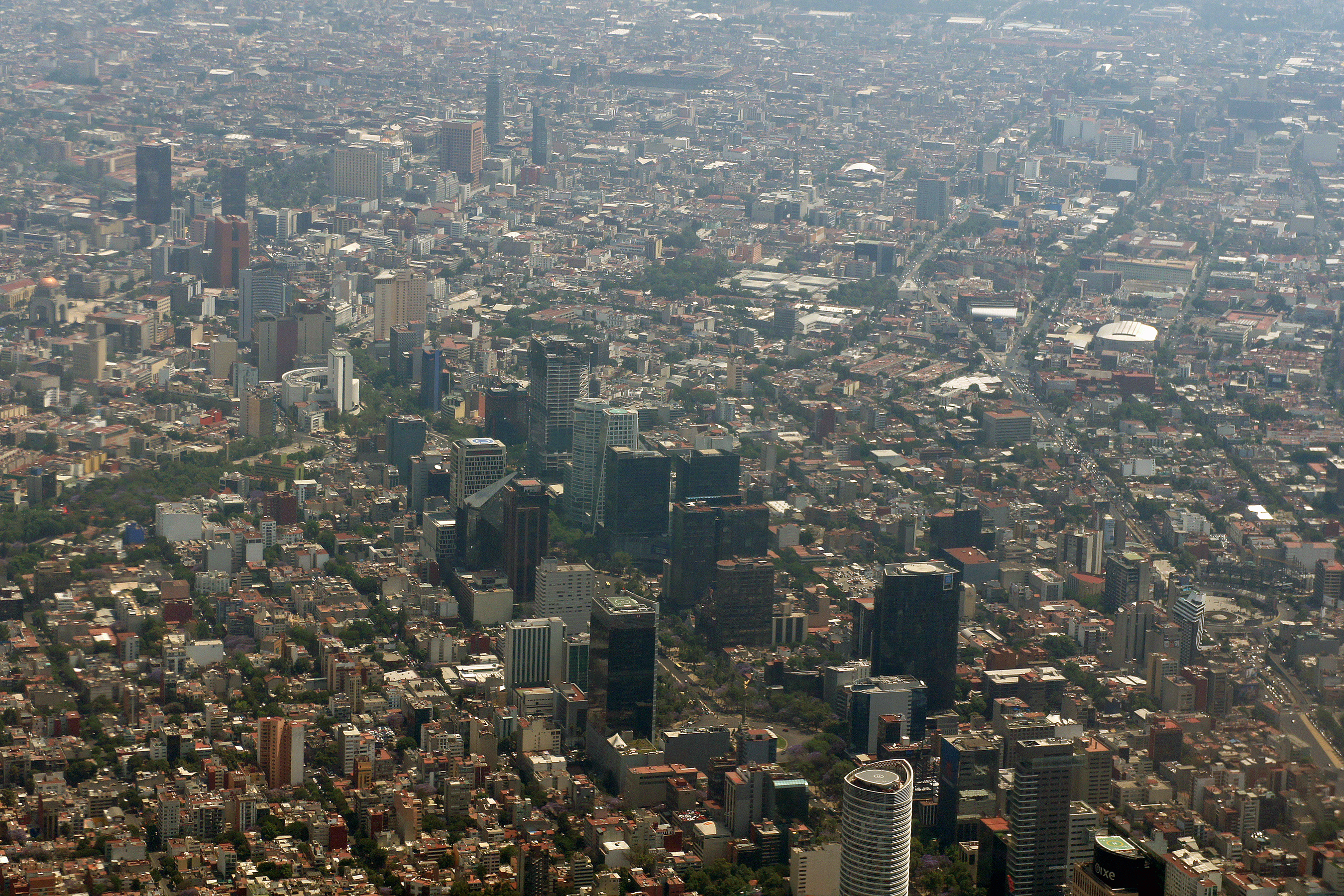 Aerial view of Paseo de la Reforma, Mexico DF
