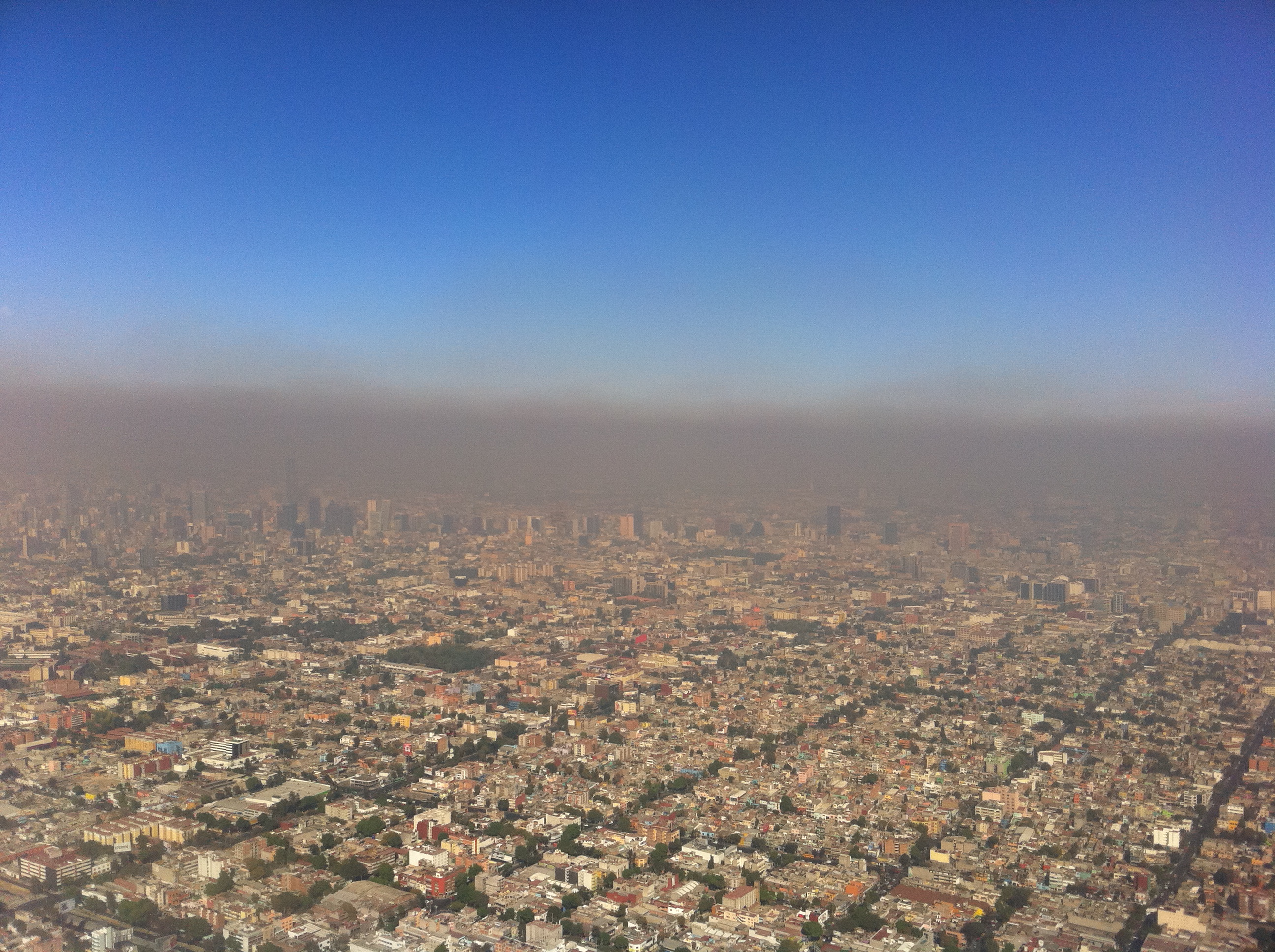 Aerial View of Photochemical Smog  Pollution Over Mexico City