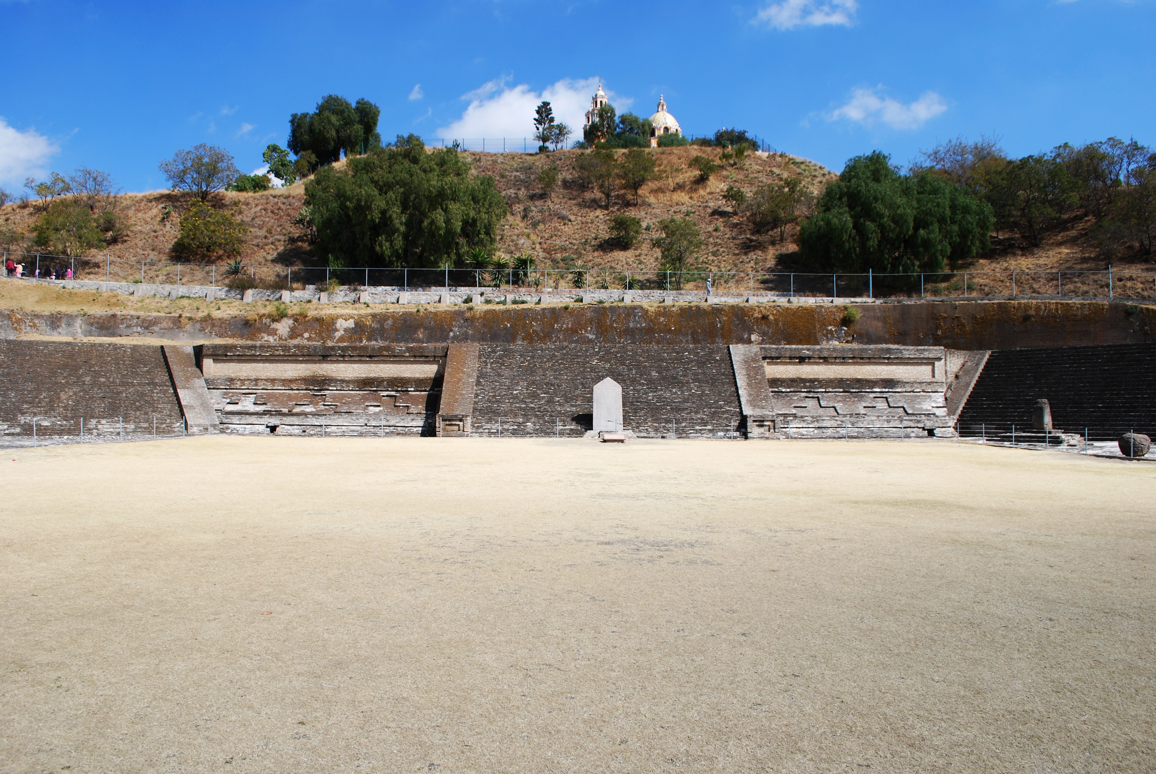 View of the Patio of the Altars at the Great Pyramid of Cholula, Puebla, Mexico
