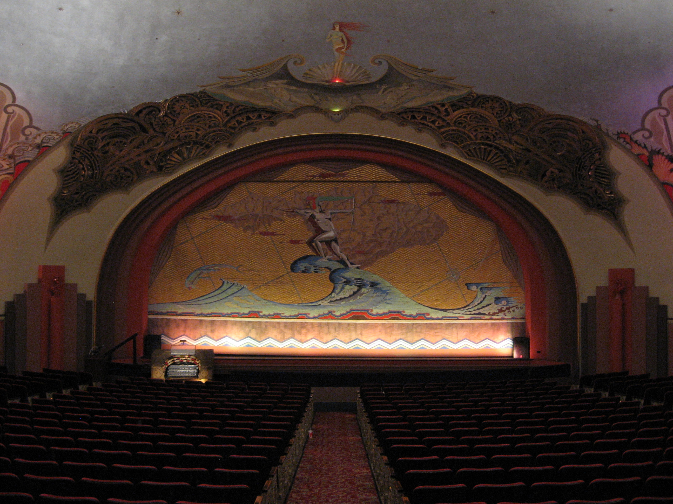 Stage of the Avalon Theater cinema — in the Catalina Casino, Catalina Island.
In Category:Los Angeles County, California.
