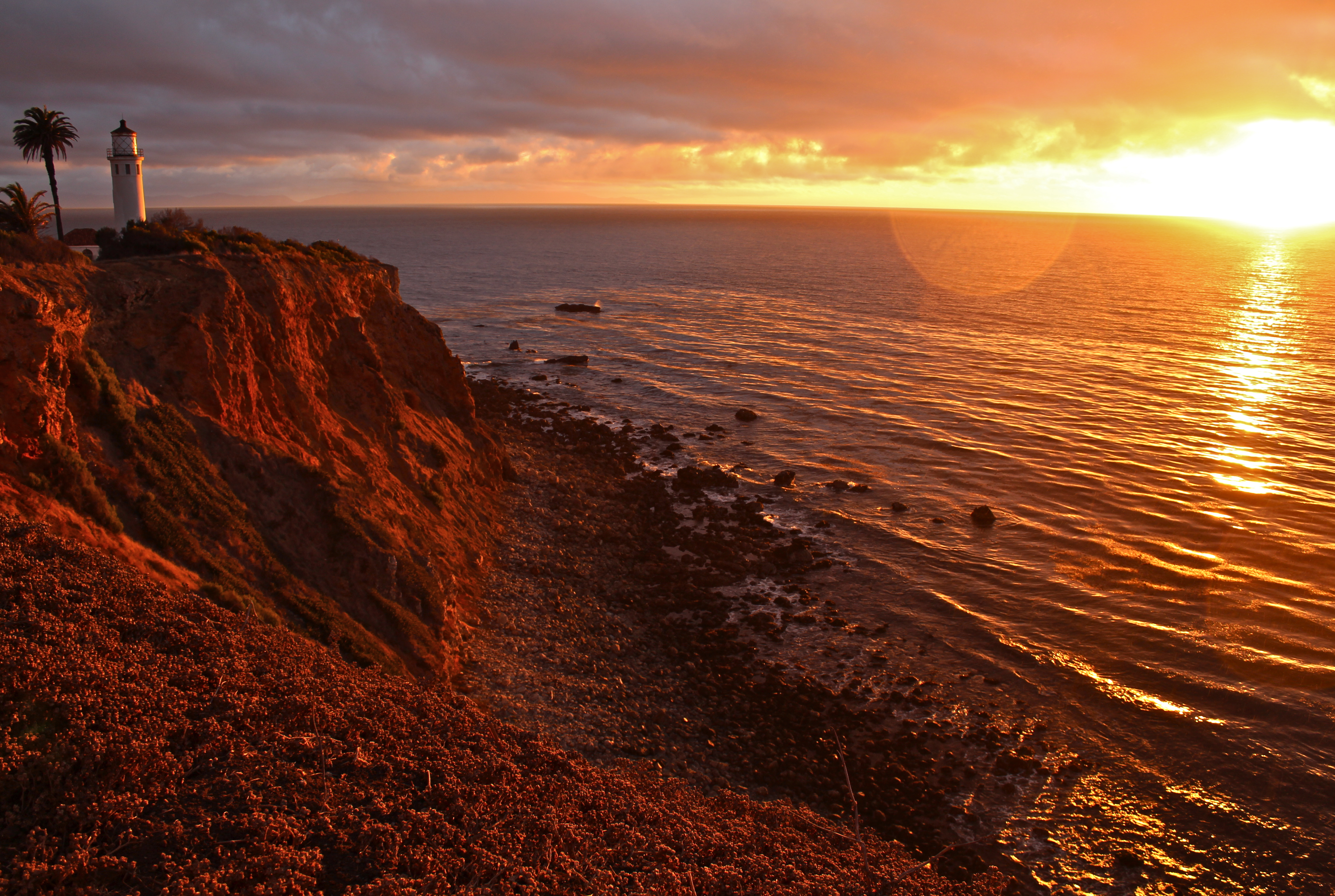 A beautiful sunset over the ocean by Point Vicente lighthouse.