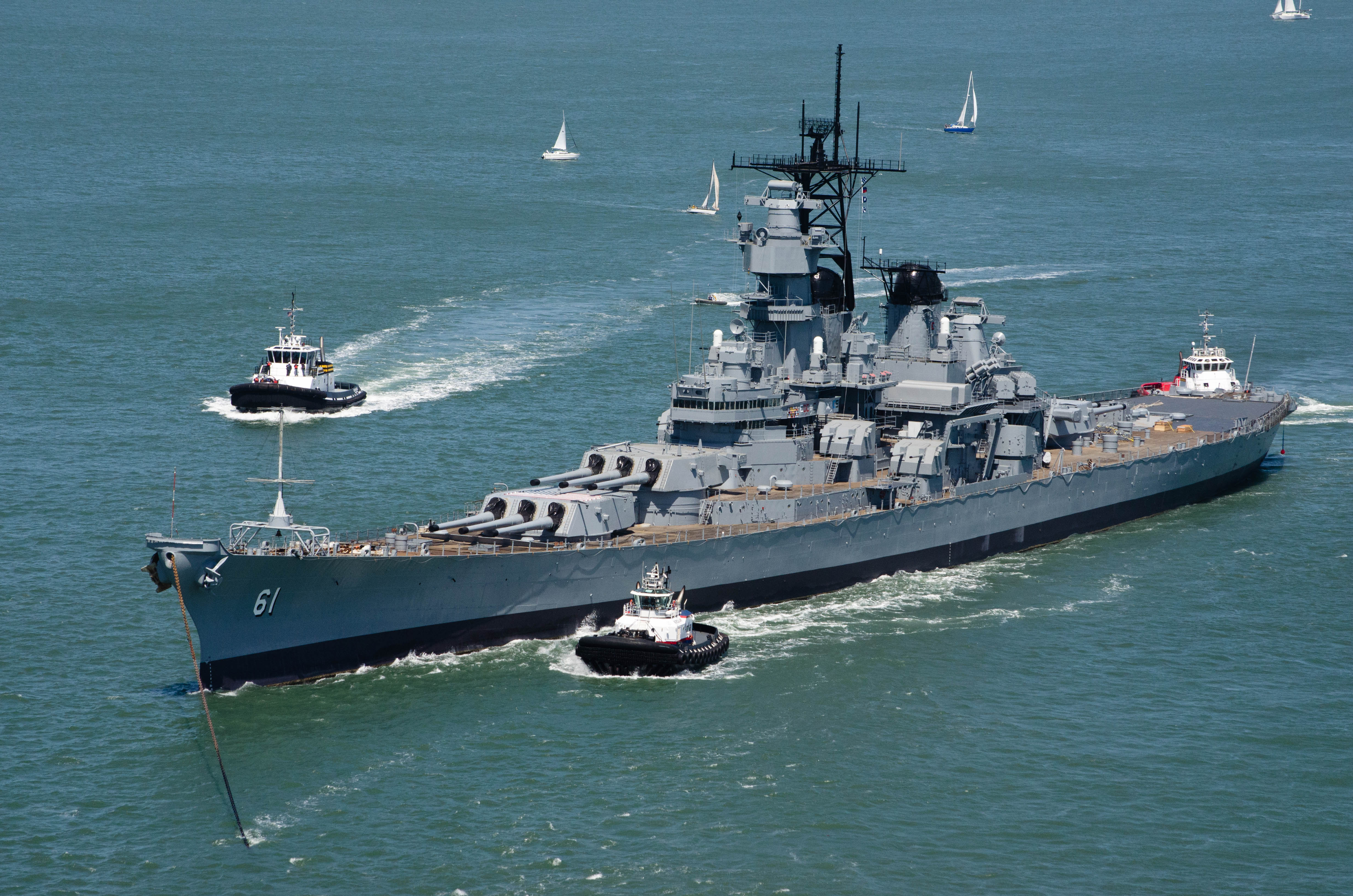 The Iowa had to change direction several times as it rounded Angel Island and entered the shipping lane to pass under the bridge.
