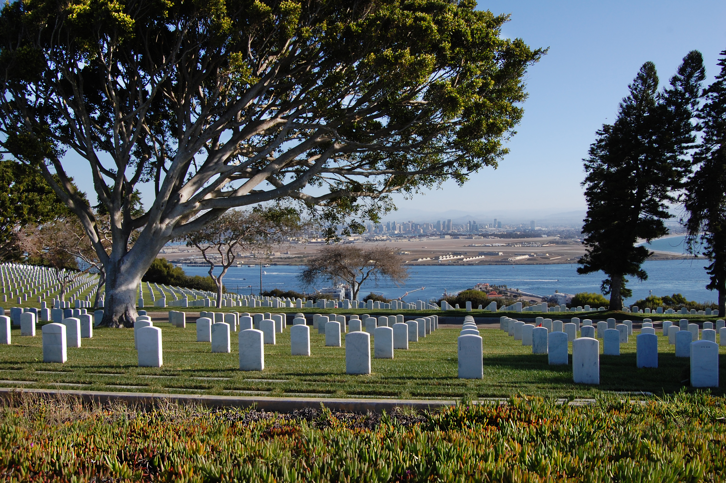 This image of Fort Rosecrans Cemetery offers a relaxing view of San Diego Bay.