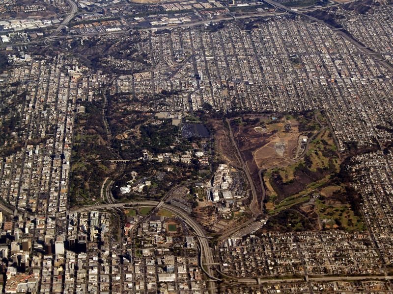 Aerial photograph of Balboa Park and surrounding neighborhoods, in San Diego, Southern California.
Urban public park, and former World's Fair site twice.
Taken from a Boeing 737 by Phil Konstantin.
Please acknowledge "Phil Konstantin" as the creator of this photograph.