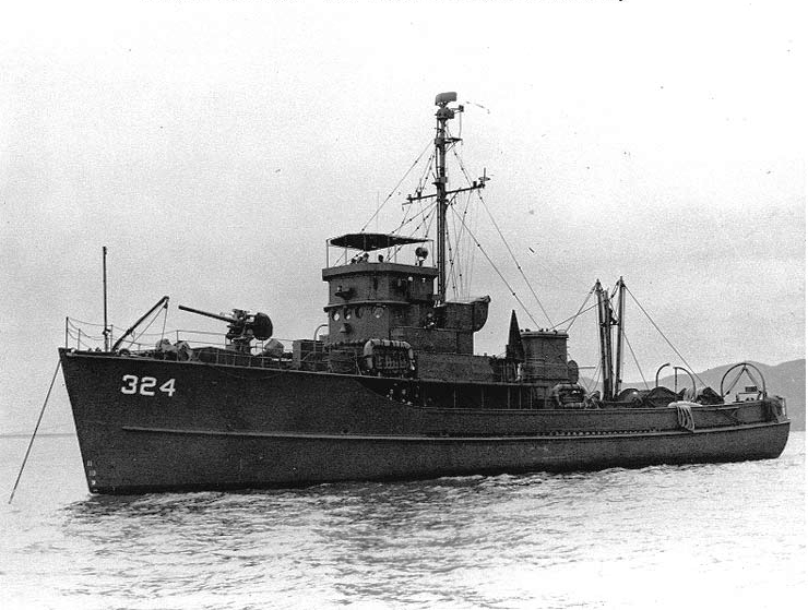 USS YMS-324 in San Francisco Bay, California, after the end of World War II, circa 1945-46.
This ship became USS Gull (AMS-16) in 1947.
Courtesy of Donald M. McPherson, 1974.

Naval Historical Center Photograph.