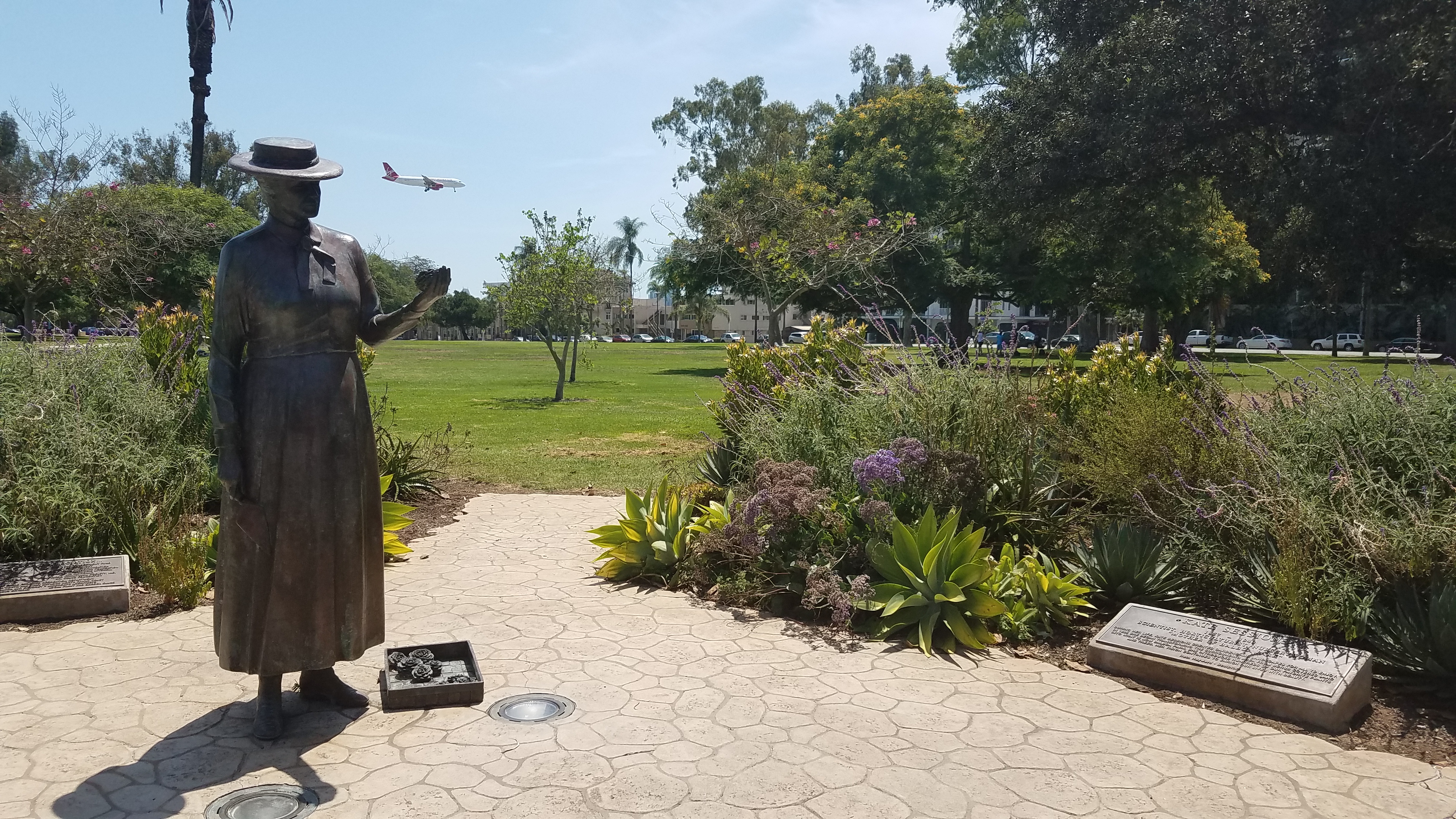 Statue of Kate Sessions, "Mother of Balboa Park", located in the southwest corner of Balboa Drive and El Prado