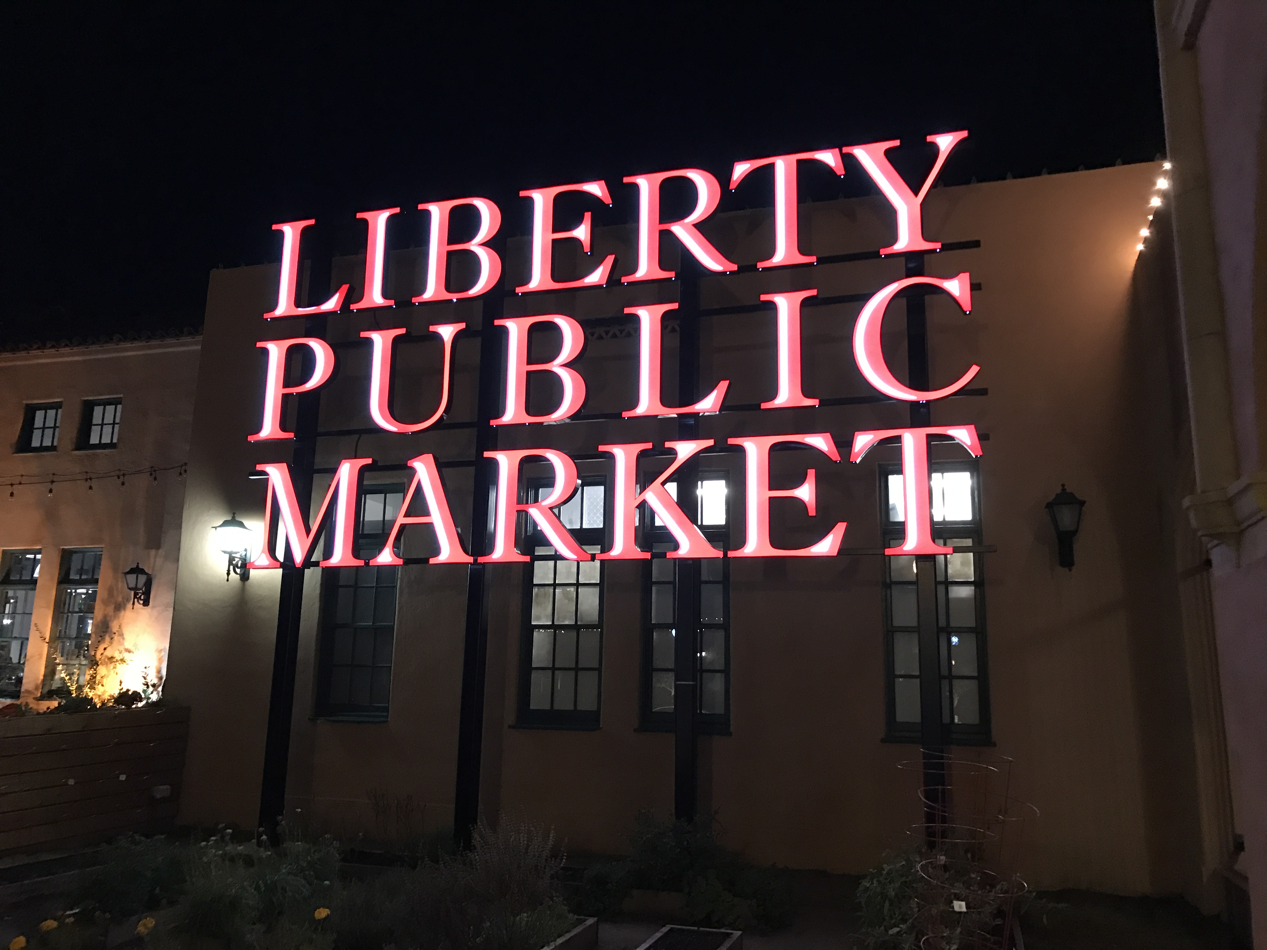 Sign outside Liberty Public Market, San Diego.