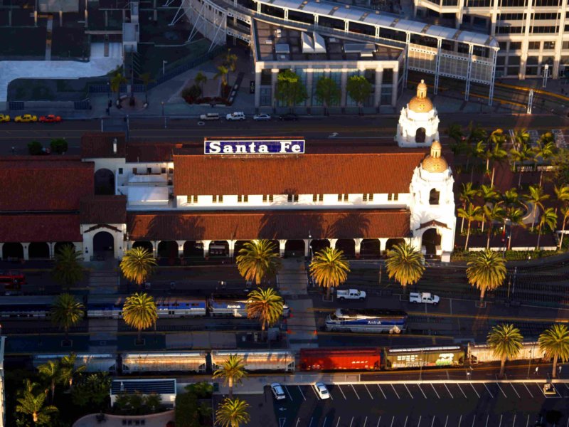 Aerial view of Union Station (Santa Fe Station) in downtown San Diego, California
Please acknowledge "Phil Konstantin" as the creator of this photograph.