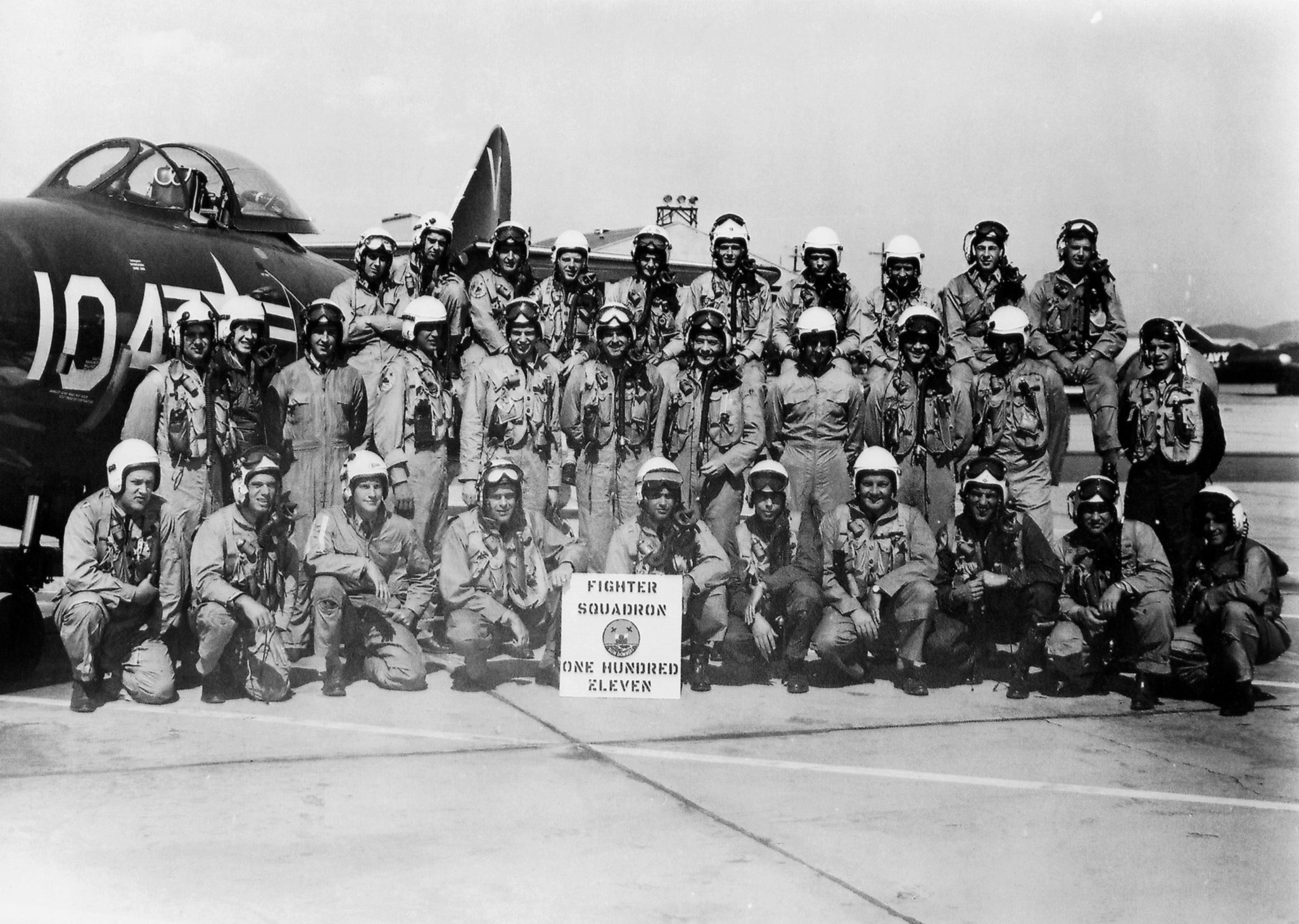 VF-111 pilots pose for pictures at NAS Miramar just a few days before they embarked on the USS Valley Forge (CV-45) in October 1951 and that cruise would last until early July. They had been conducting last minute training during this period. Tailhook Association Warren Thompson collection