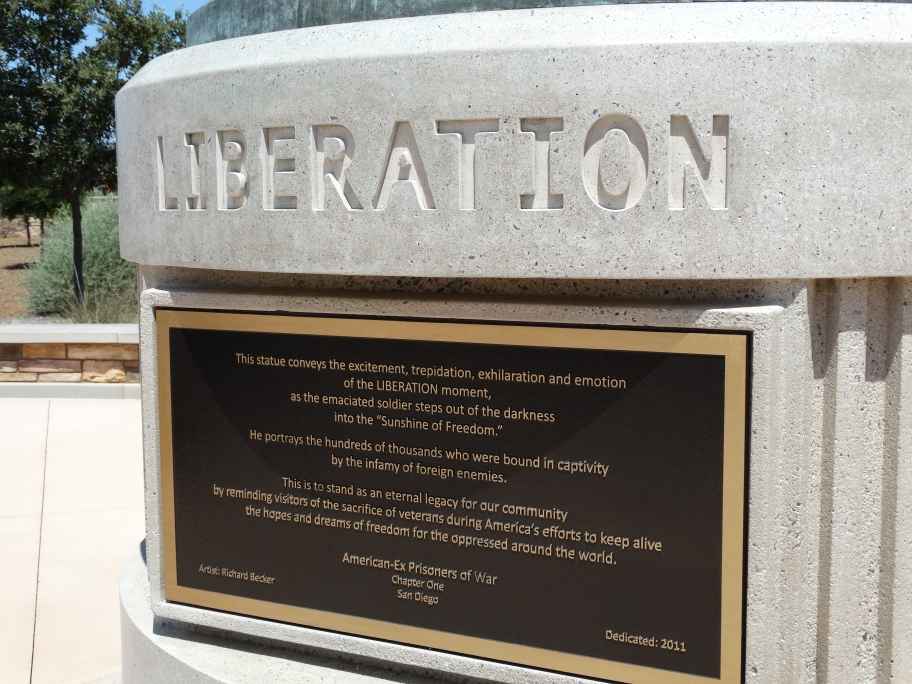 Liberation plaque at Miramar National Cemetery - base of memorial
