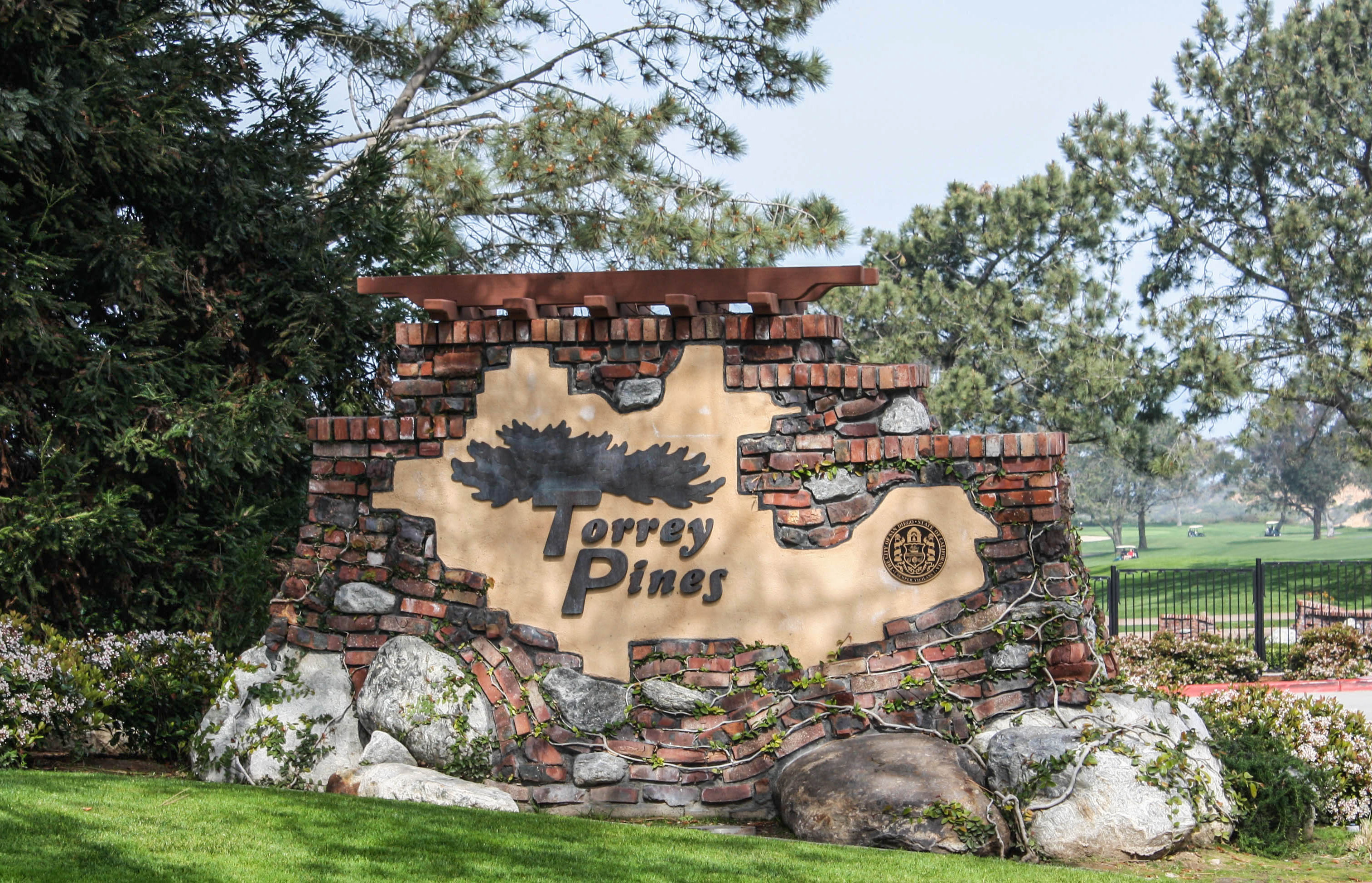 Plaque of the Torrey Pines Golf Course in La Jolla, California