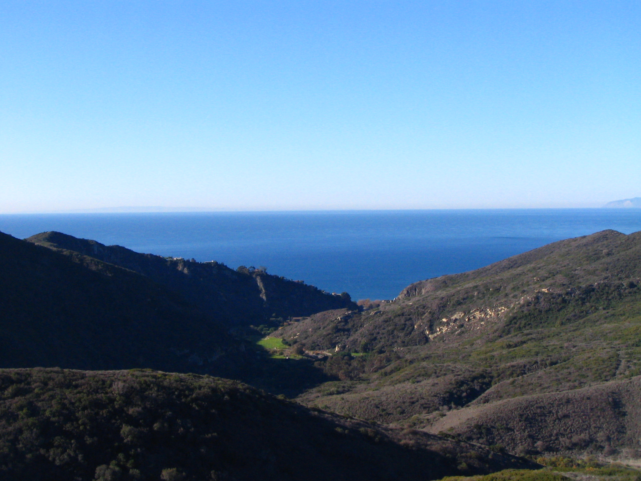 The mouth of the Aliso/Wood Canyons Regional Park with the Pacific Ocean beyond.