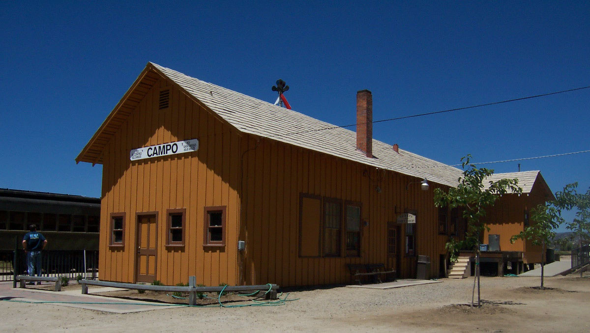 Campo, California historic railway station. Home of the Pacific Southwest Railway Museum.