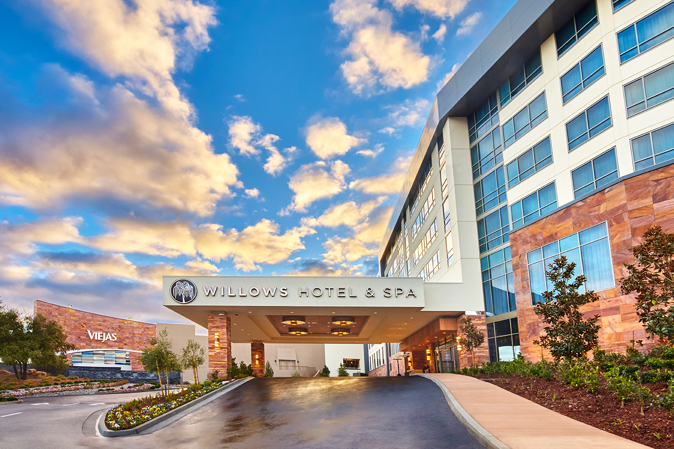 Entrance to the Willows Hotel &amp; Spa at Viejas Casino &amp; Resort in Alpine, California.