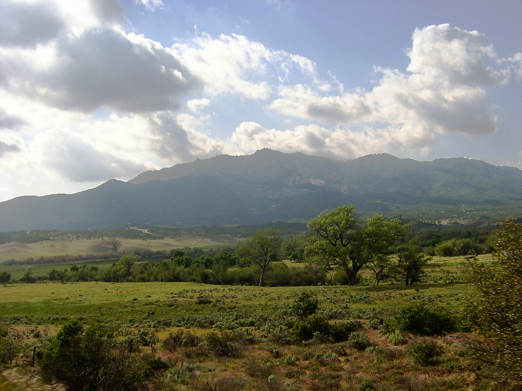 Anza, California, View of the Cahuilla mountains from Cahuilla road. Late spring 2005.