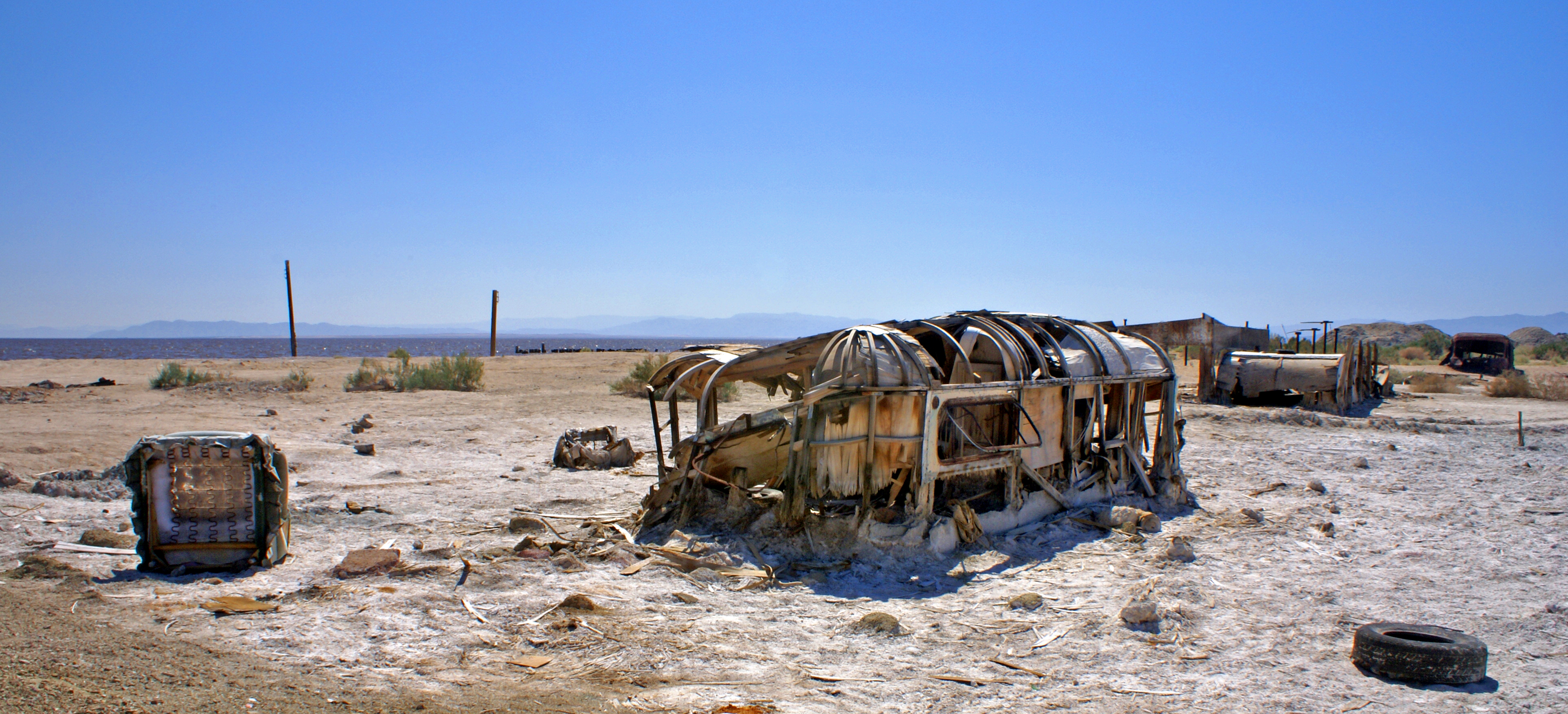 Bombay beach on the shore of the Salton Sea, California.