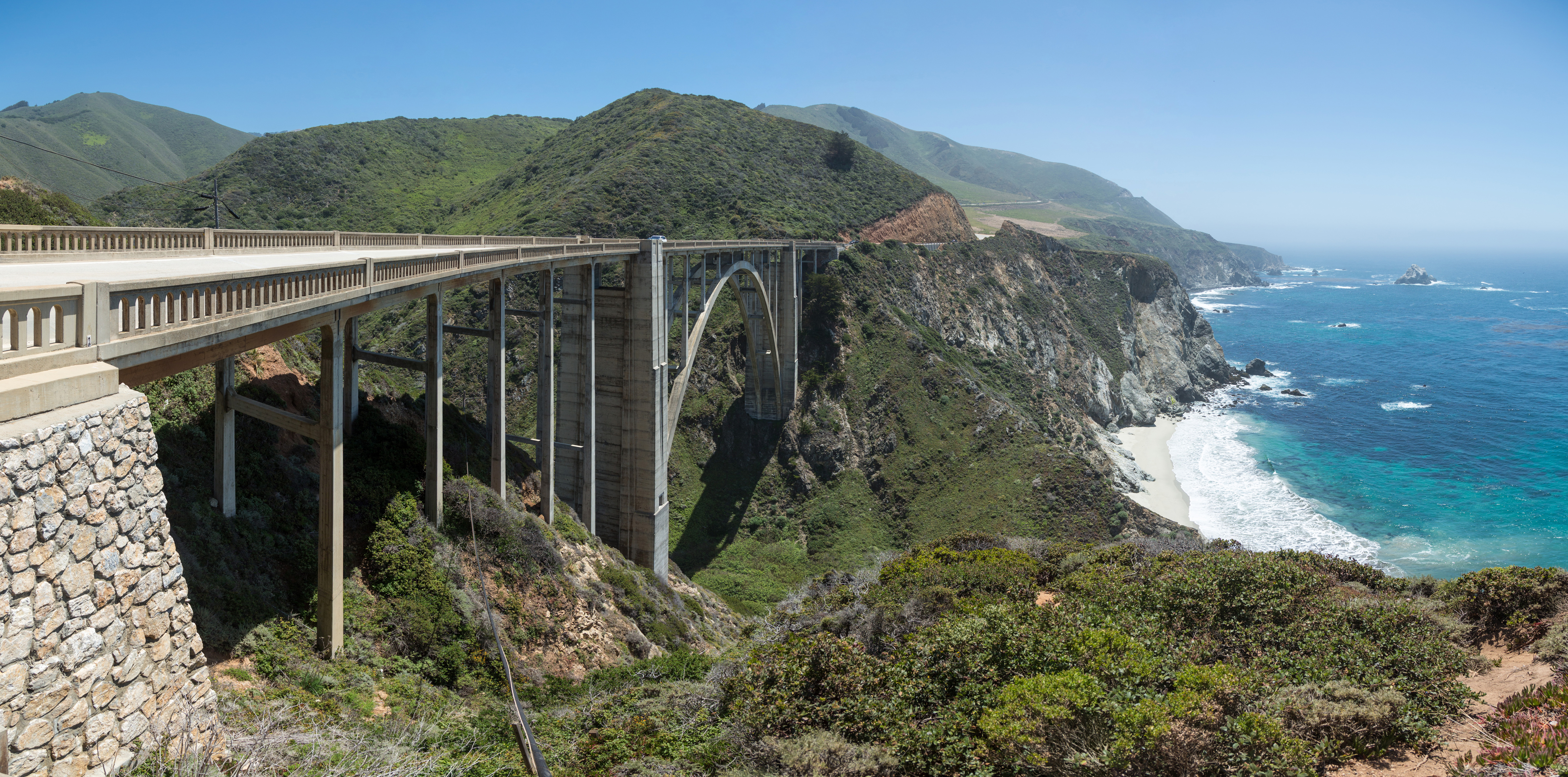 Bixby Creek Bridge, viewed from the northern side near Big Sur on the Central Californian Coast in the United States.