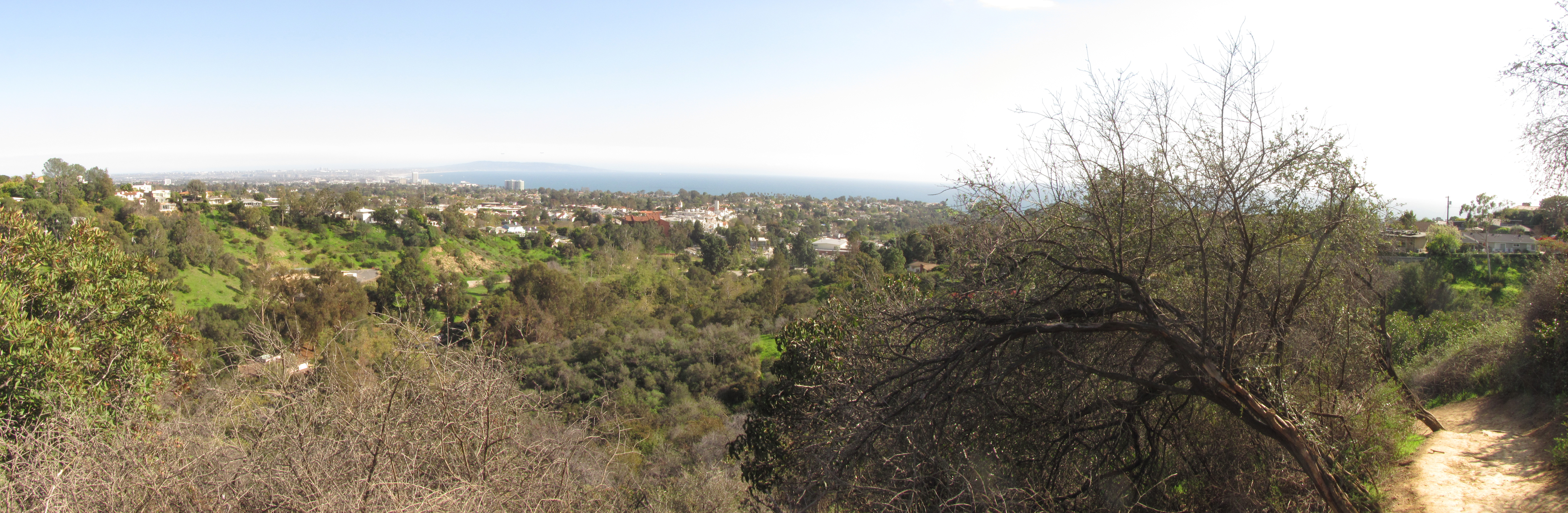 Panoramic view from Viepoint Trail in Topanga State Park looking towards Santa Monica and Santa Monica Bay