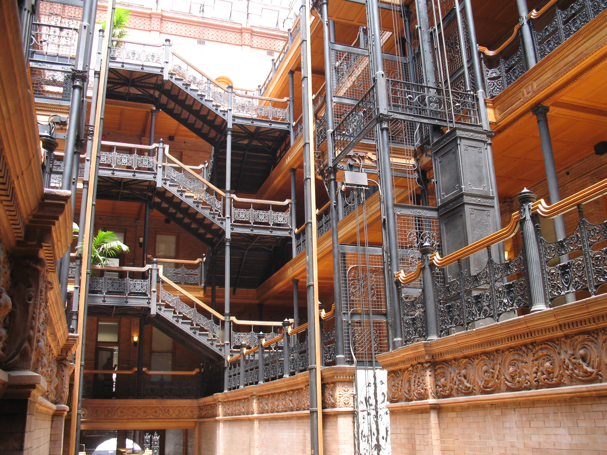 Staircases and atrium interior of the Bradbury Building, Downtown Los Angeles.

Where parts of "Blade Runner" were filmed.