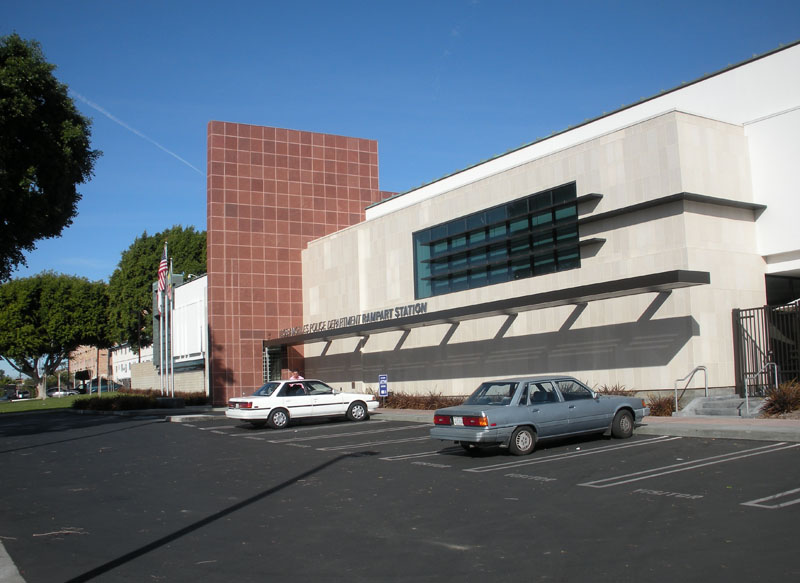 The new Rampart Community Police Station — headquarters of the LAPD Rampart Division, located in the Westlake district of west-central Los Angeles. 
Rampart’s police personnel provide service to about 375,000 residents in a compact eight square mile area, with a population density similar to Manhattan Island making the Rampart Station one of the busiest in the nation. The Rampart Division is under the jurisdiction of the LAPD Central Bureau.
The Rampart Community includes: several well-known areas including Echo Park, Pico-Union, and Westlake; and landmarks including Echo Park, MacArthur Park, the Robert F. Kennedy Community Schools (Ambassador Hotel site), and the Victorian homes in the Angelino Heights historic district.
