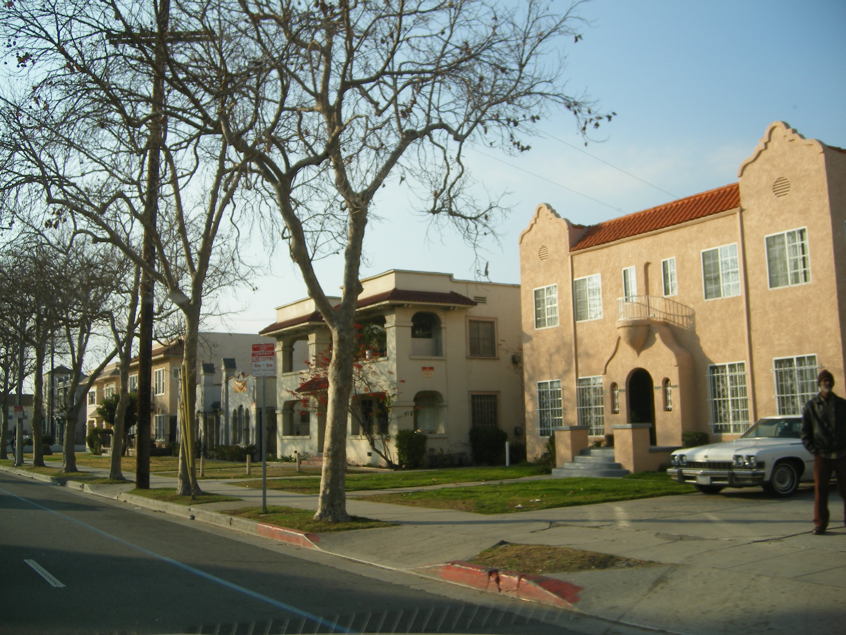 Houses along Martin Luther King Jr. Blvd. in eastern Leimert Park, Los Angeles.