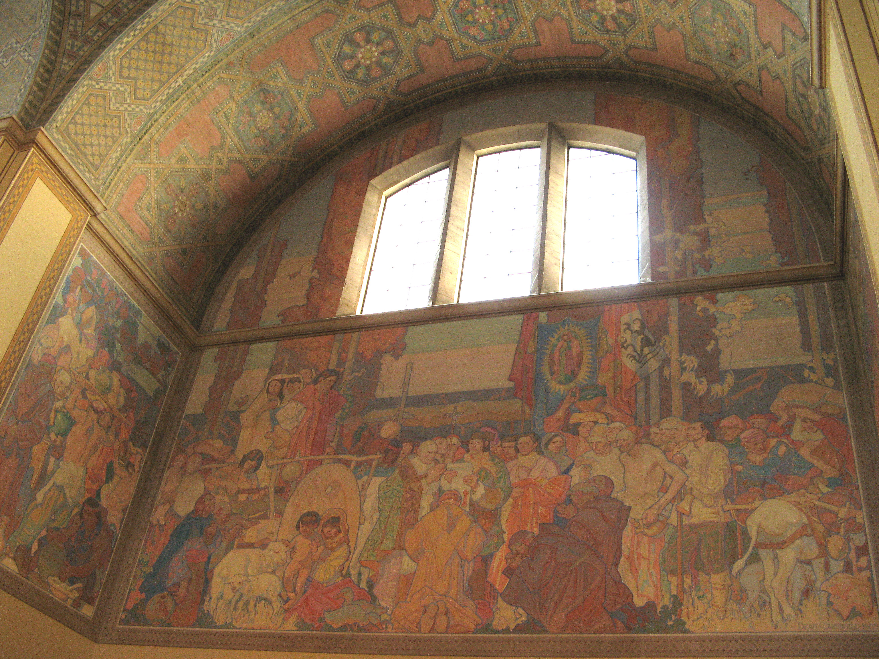 A portion of the four-part mural by illustrator Dean Cornwell depicted the stages of the history of California at the Los Angeles Central Library.