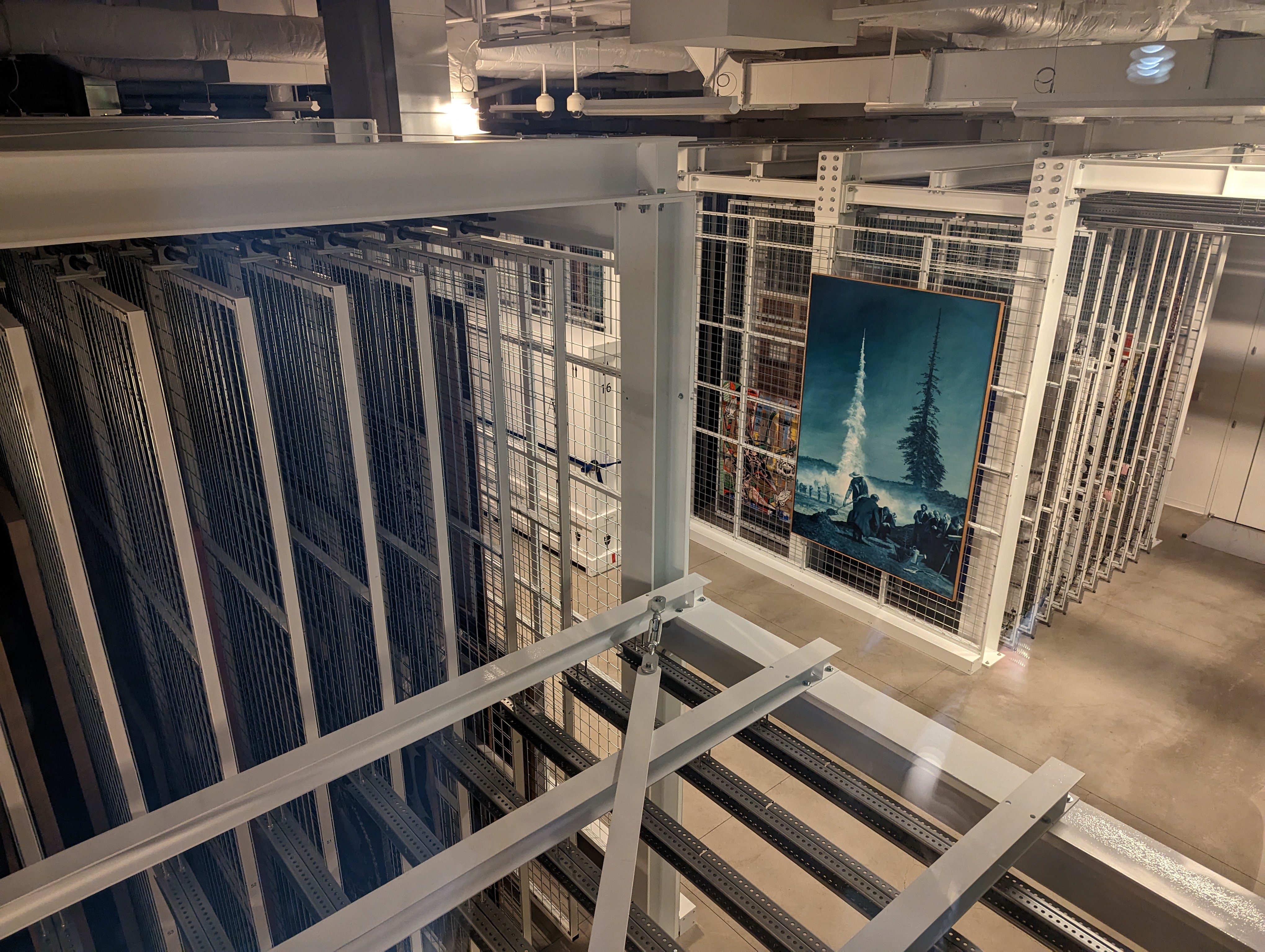 View from a window into the vaults of The Broad in Los Angeles.