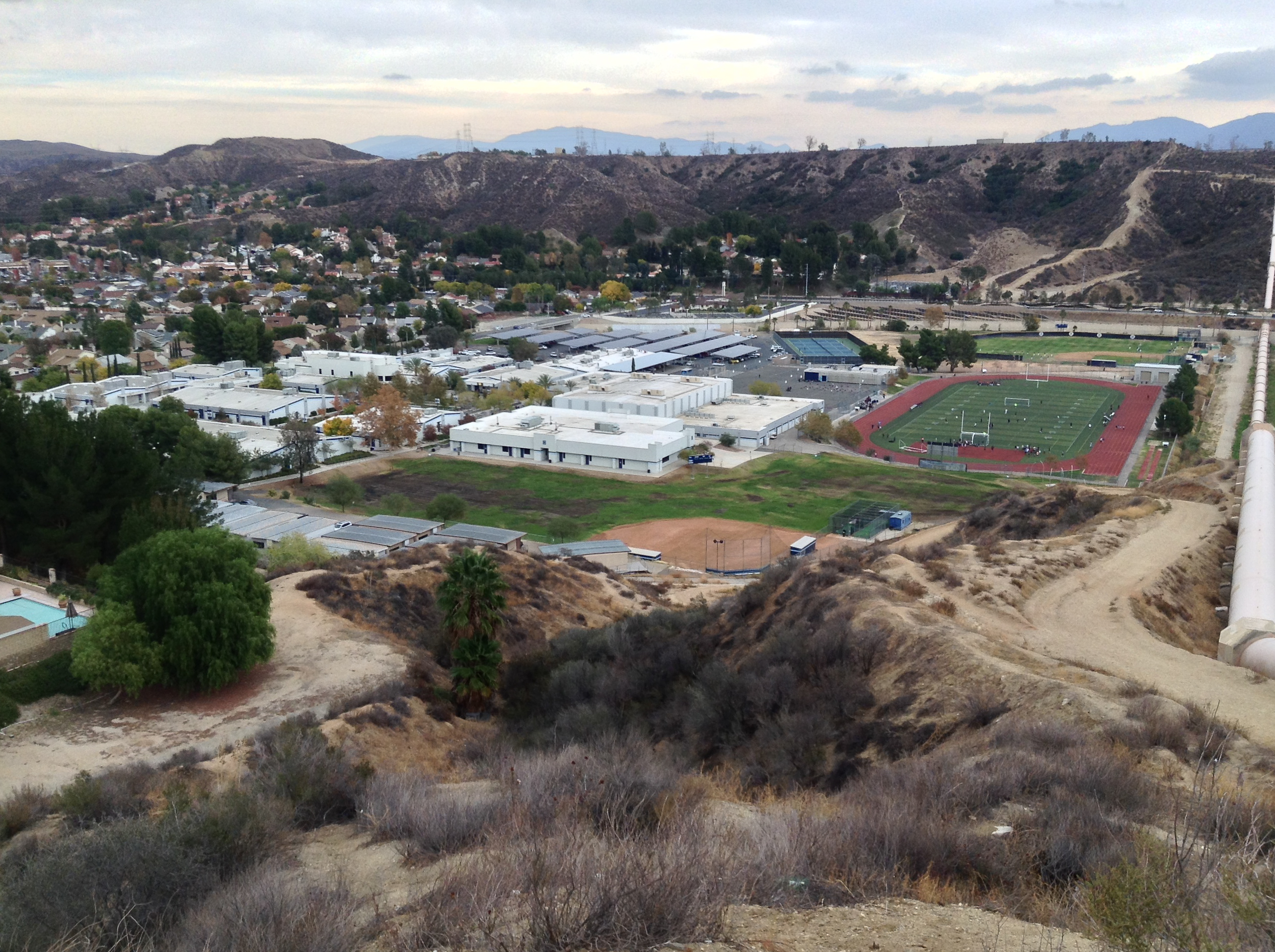 View of Saugus High School from a ridge overlooking the campus.