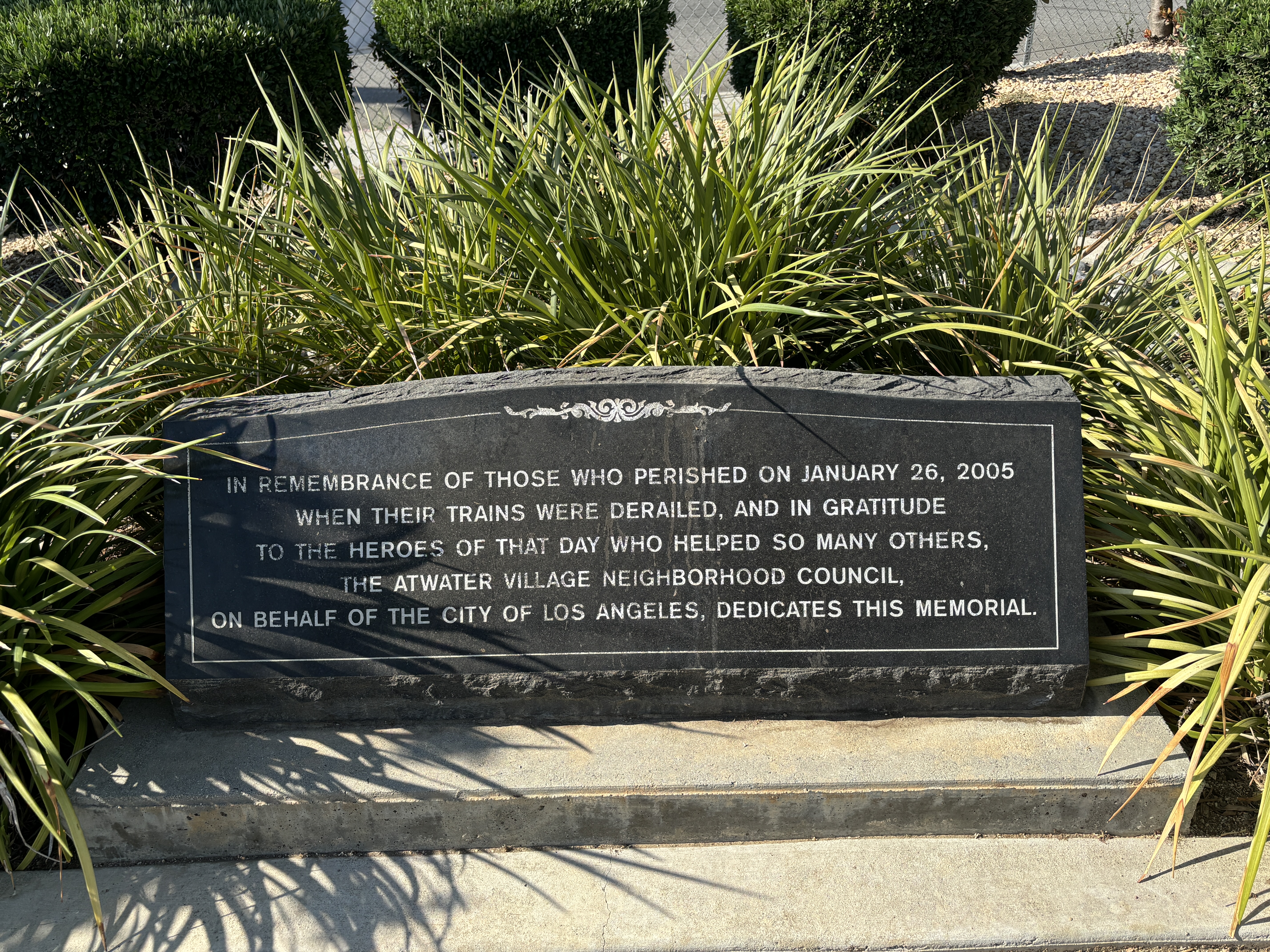 2005 Glendale train crash Memorial.